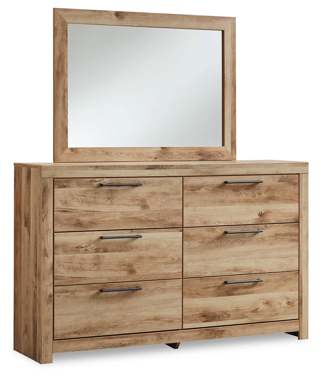 Hyanna Tan Brown Queen Panel Bedroom Set with Storage, Dresser, Mirror and Nightstand - Image 2