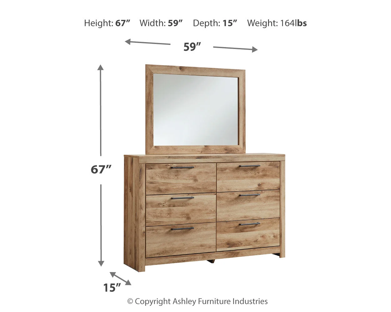Hyanna Tan Brown Twin Panel Bedroom Set with 1 Side Storage, Dresser and Mirror (Online Special Price) - Image 8