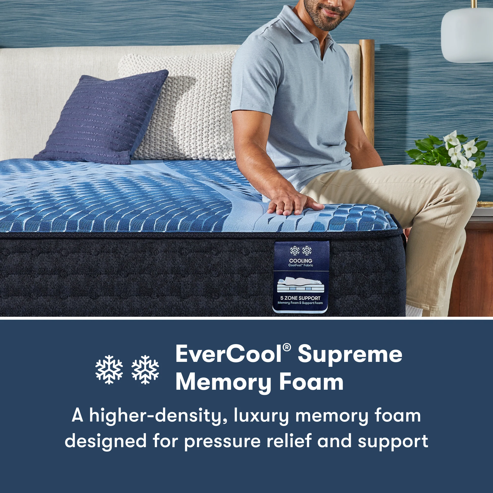 iComfort Aspire 14" Light Blue/Multicolor Memory Foam Queen Plush Mattress - Image 4