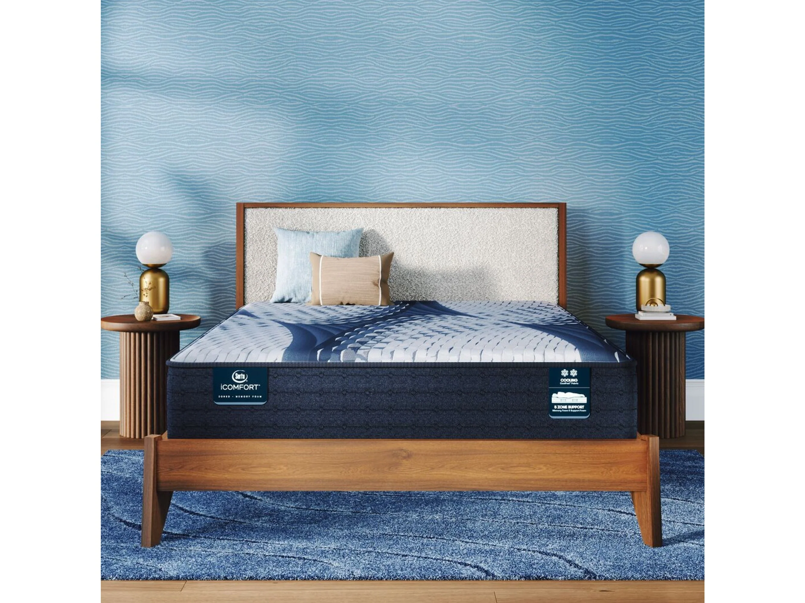 iComfort Aveda 12" Light Blue/Multicolor Memory Foam Full Plush Mattress