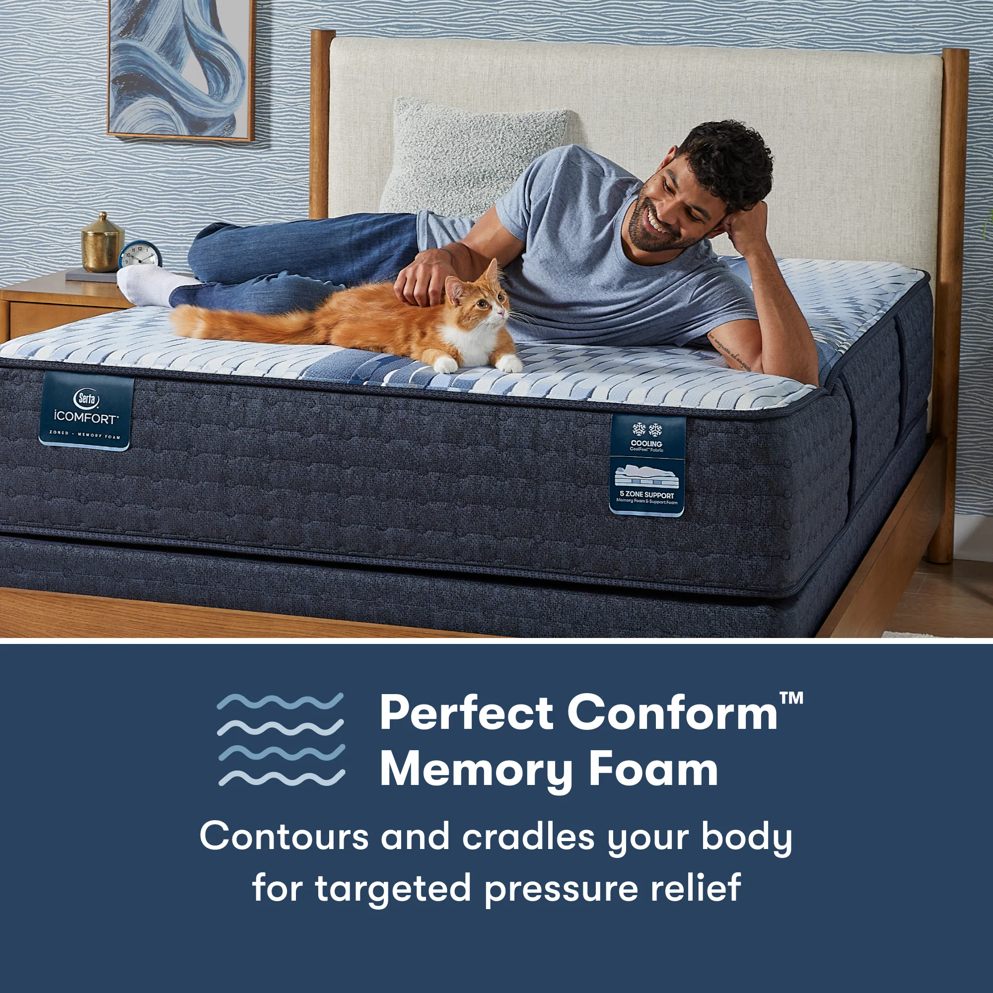 iComfort Iona 13" Light Blue/Multicolor Memory Foam Full Medium Mattress - Image 5