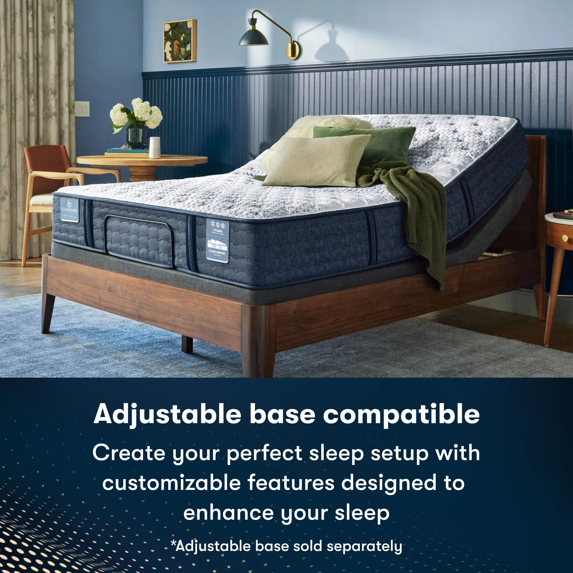 iComfortPro Ambrose 13" Dark Blue/White Latex Foam California King Firm Mattress - Image 9