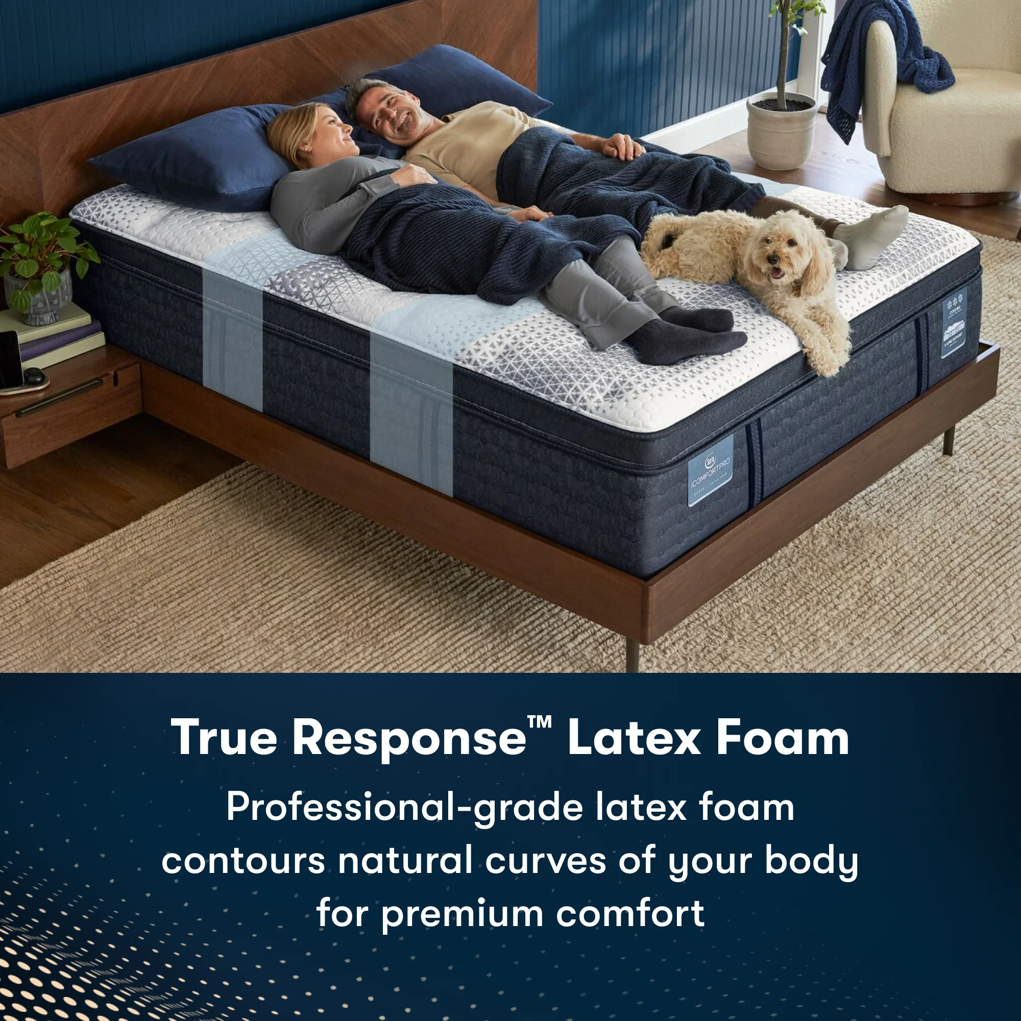 iComfortPro Ambrose 13" Dark Blue/White Latex Foam Twin XL Firm Mattress - Image 8