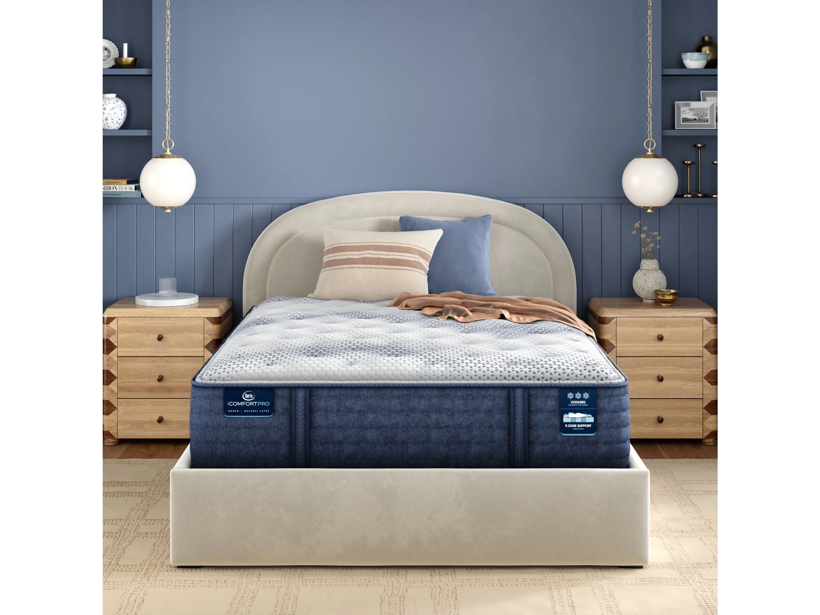 iComfortPro Canterbury 15" Dark Blue/White Latex Foam King Plush Mattress