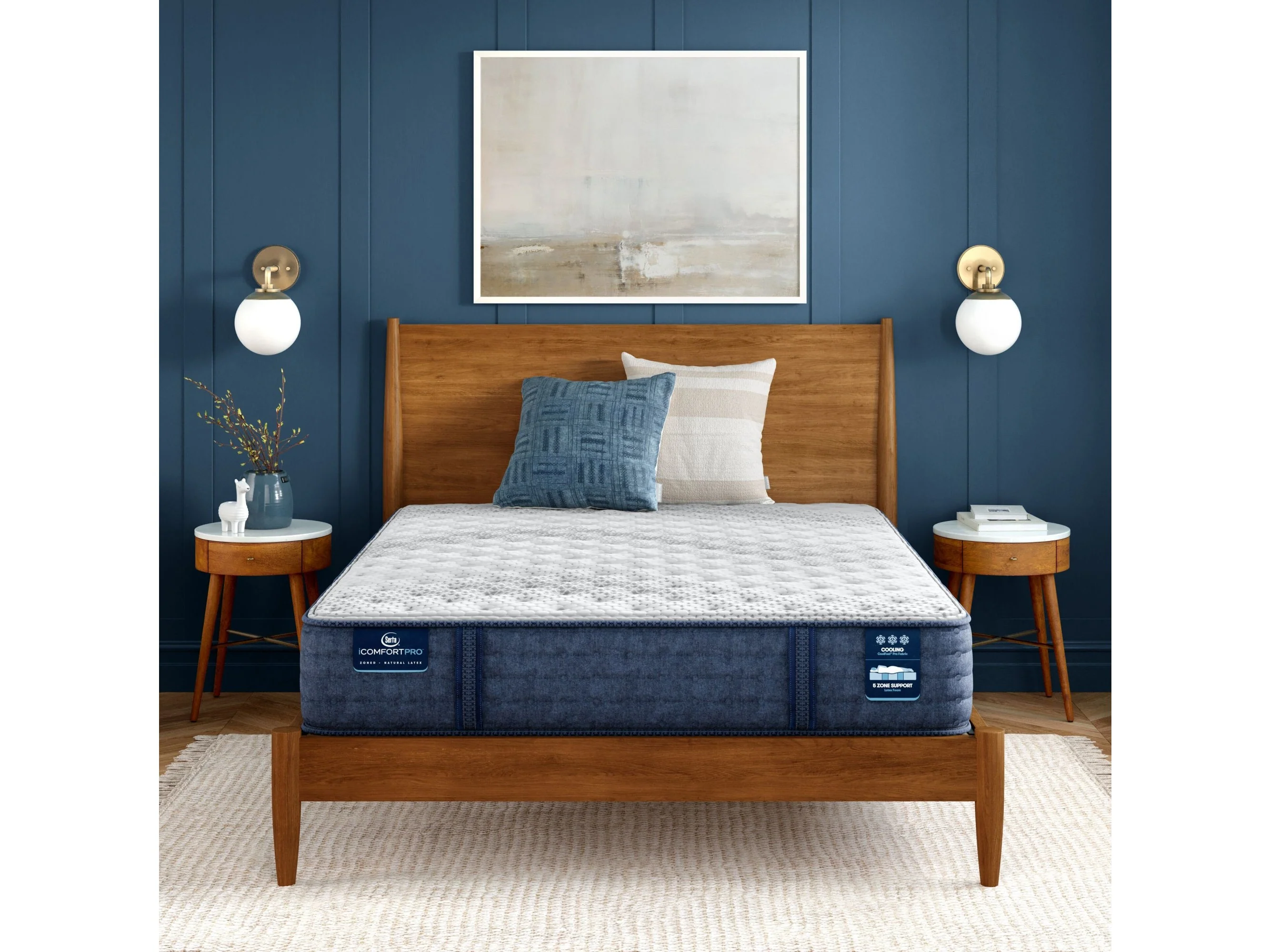 iComfortPro Granby 11.5" Dark Blue/White Latex Foam Queen Extra Firm Mattress