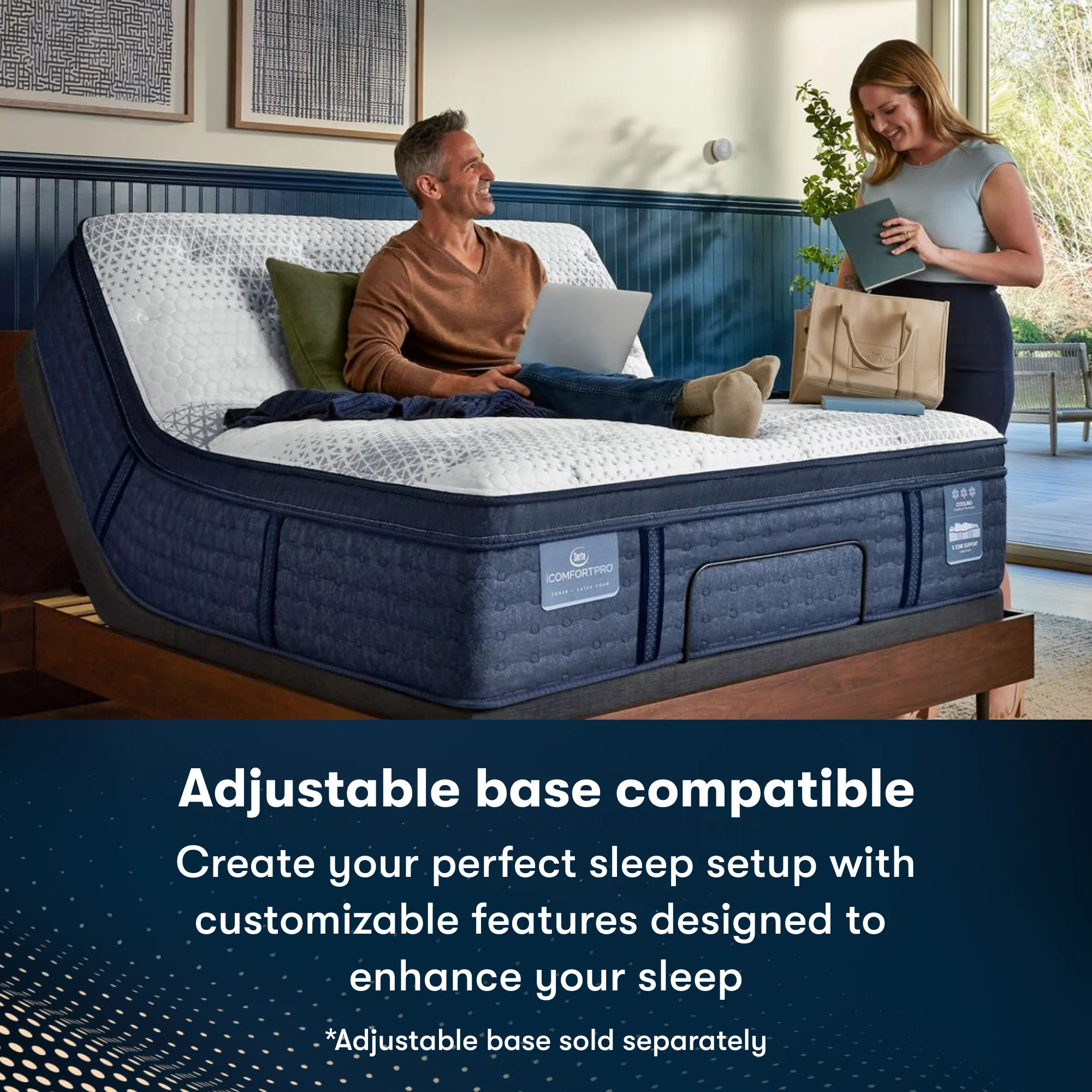 iComfortPro Kingston 14" Dark Blue/White Latex Foam Queen Firm Mattress - Image 9