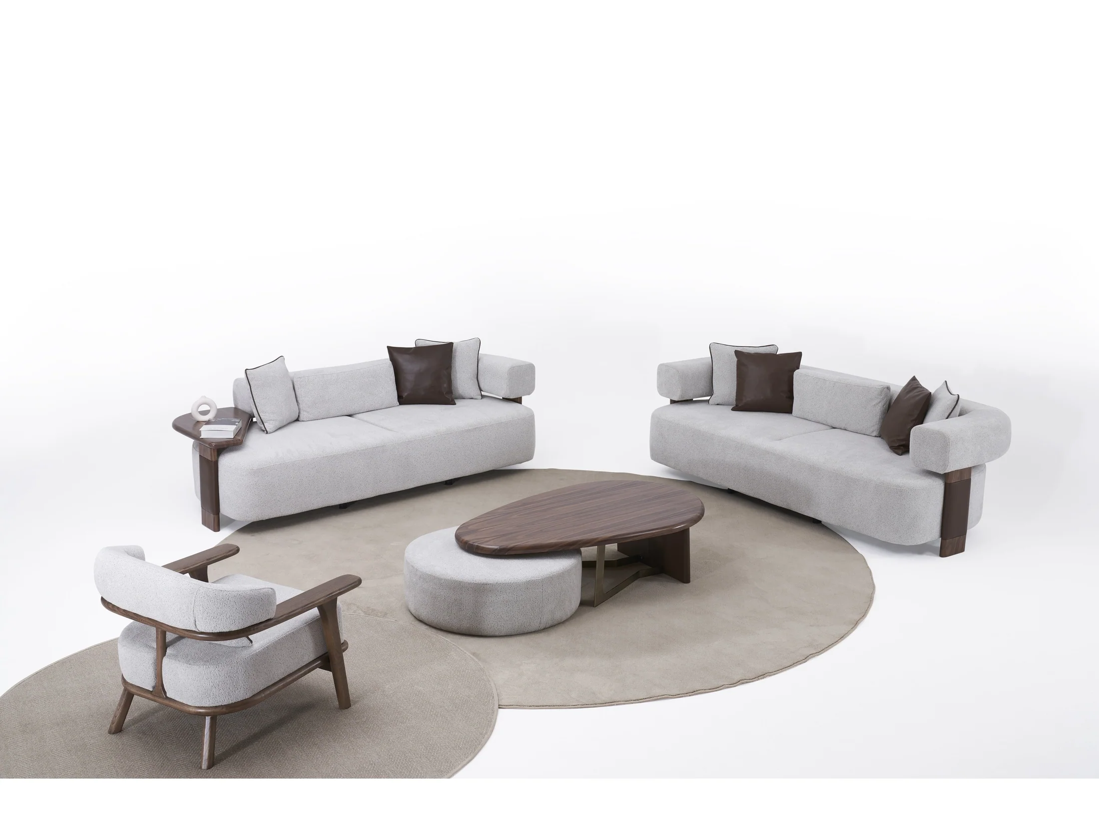 Indigo White & Walnut Sofa - Image 12