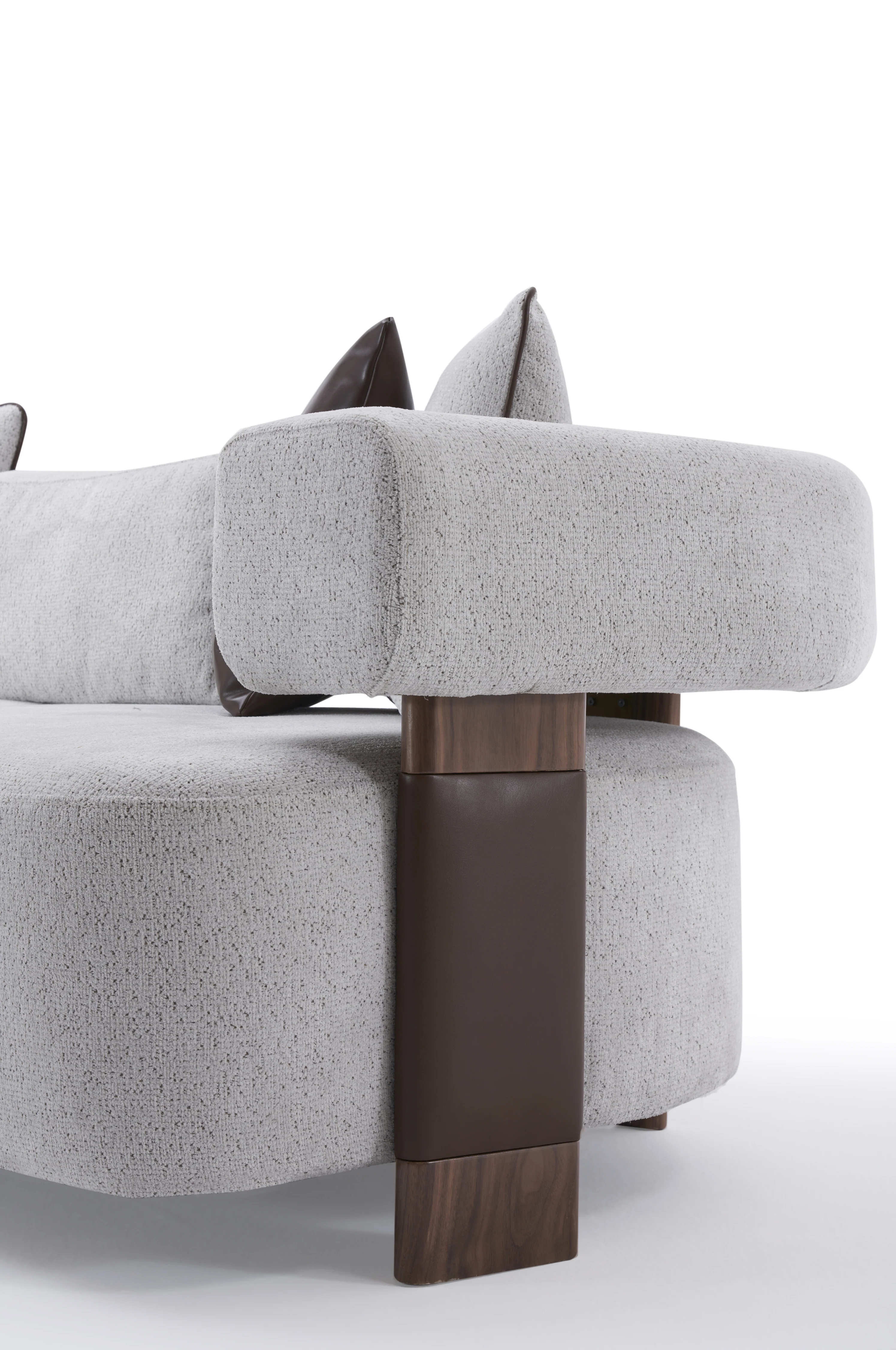 Indigo White & Walnut Sofa - Image 8