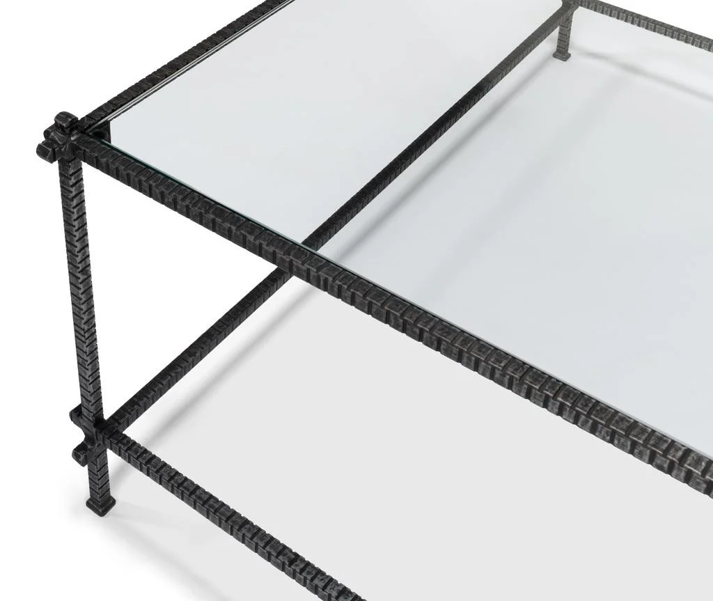 Ironworks White Serrated Edge Iron Coffee Table - Image 11