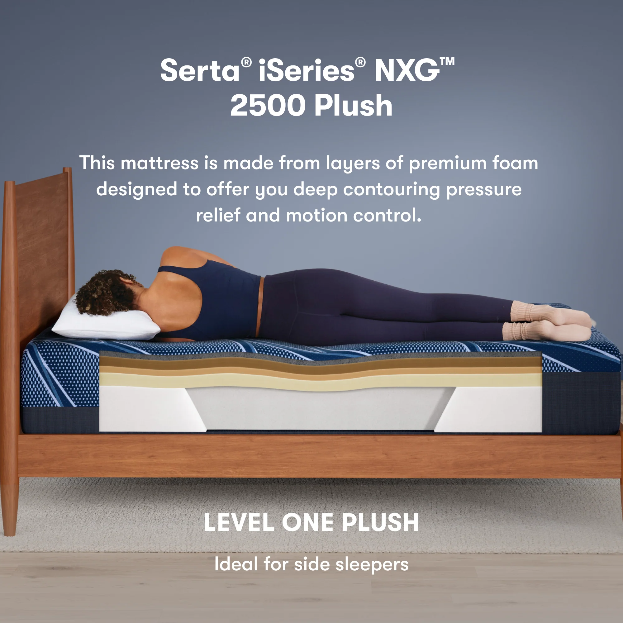 iSeries NXG 2500 Plush 12.5" Dark Blue Memory Foam King Plush Mattress - Image 8