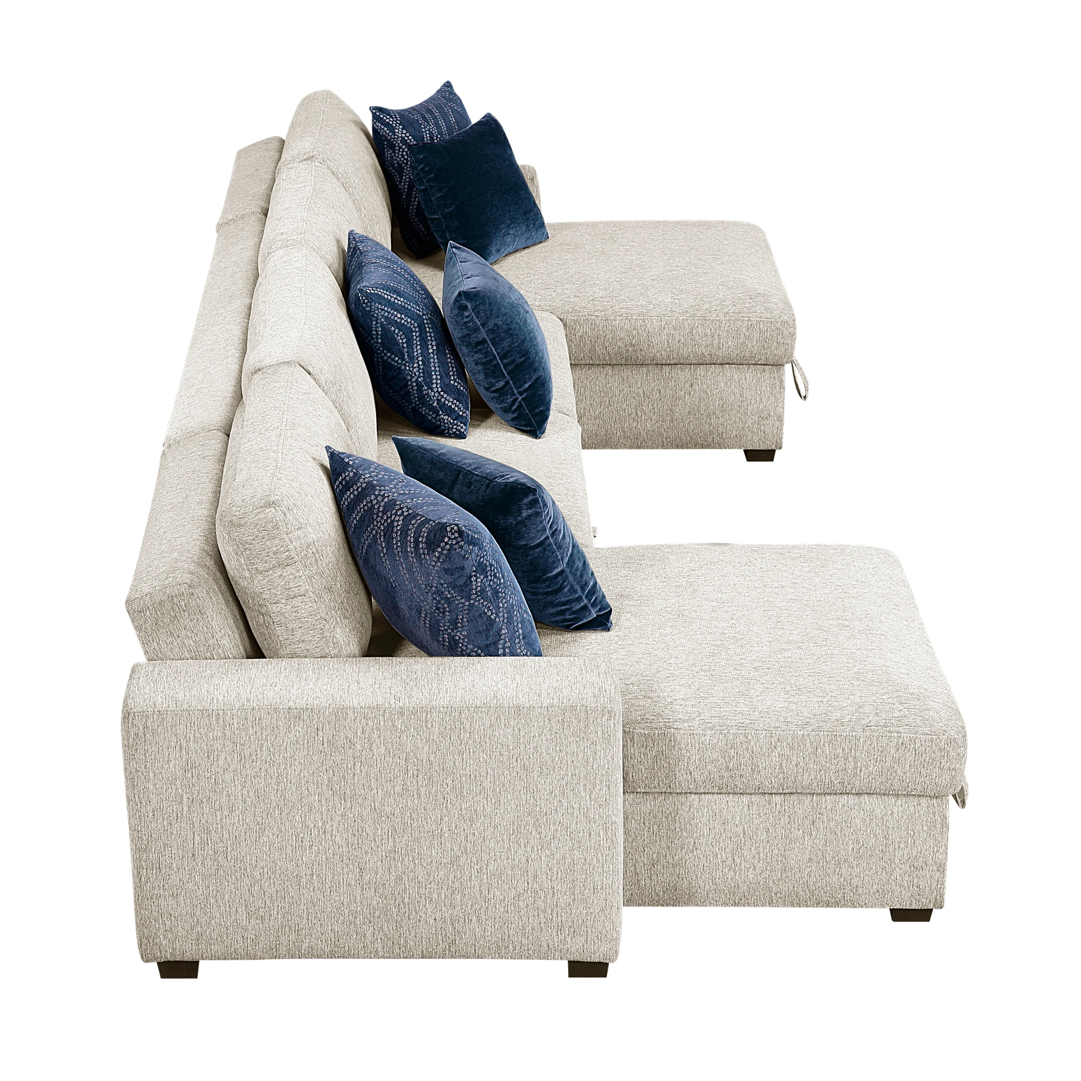 Isla Beige 3-Piece Sectional w/ Reversible Chaises & Pull-Out Bed - Image 3
