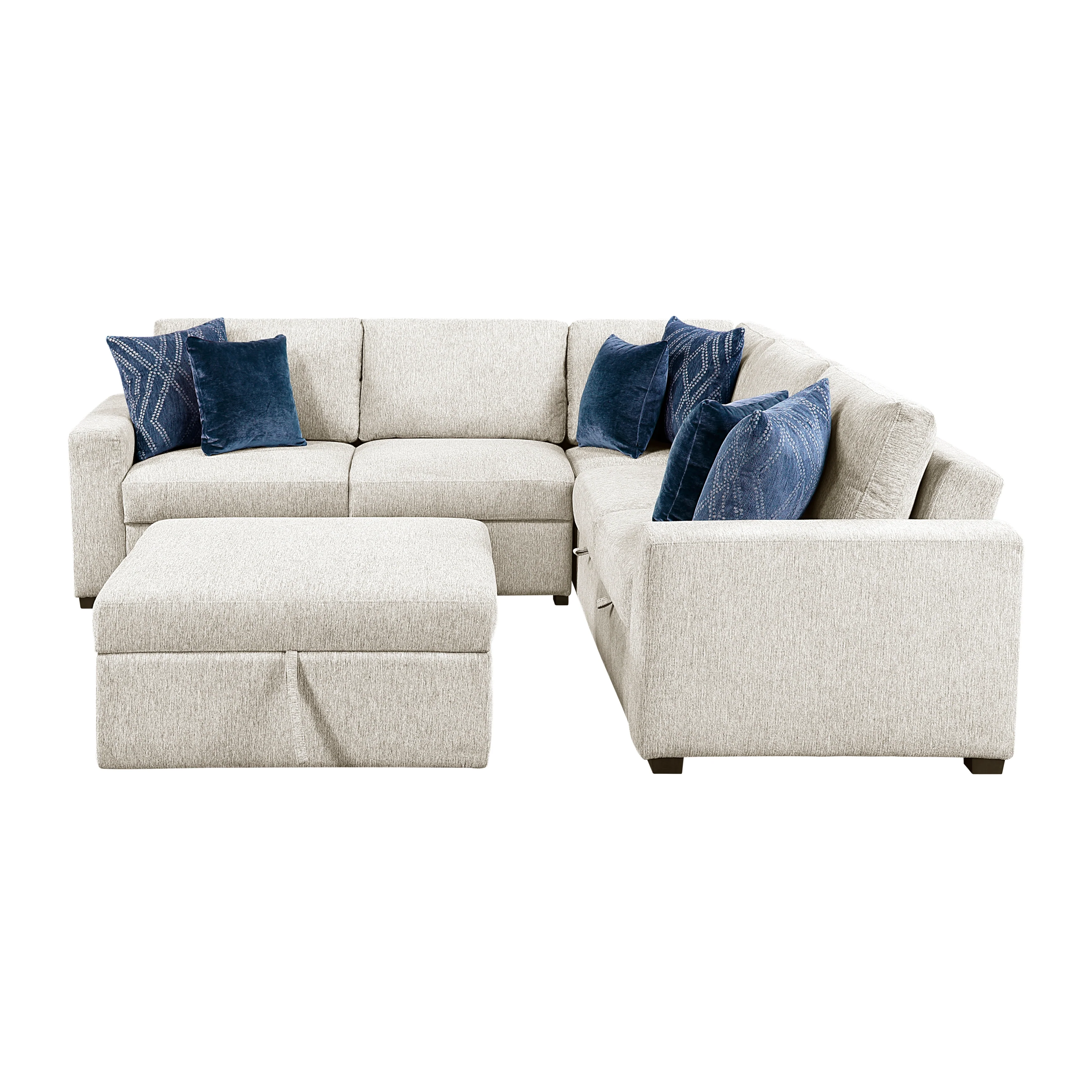 Isla Beige 4-Piece Sectional w/ Pull-Out Bed & Ottoman - Image 2
