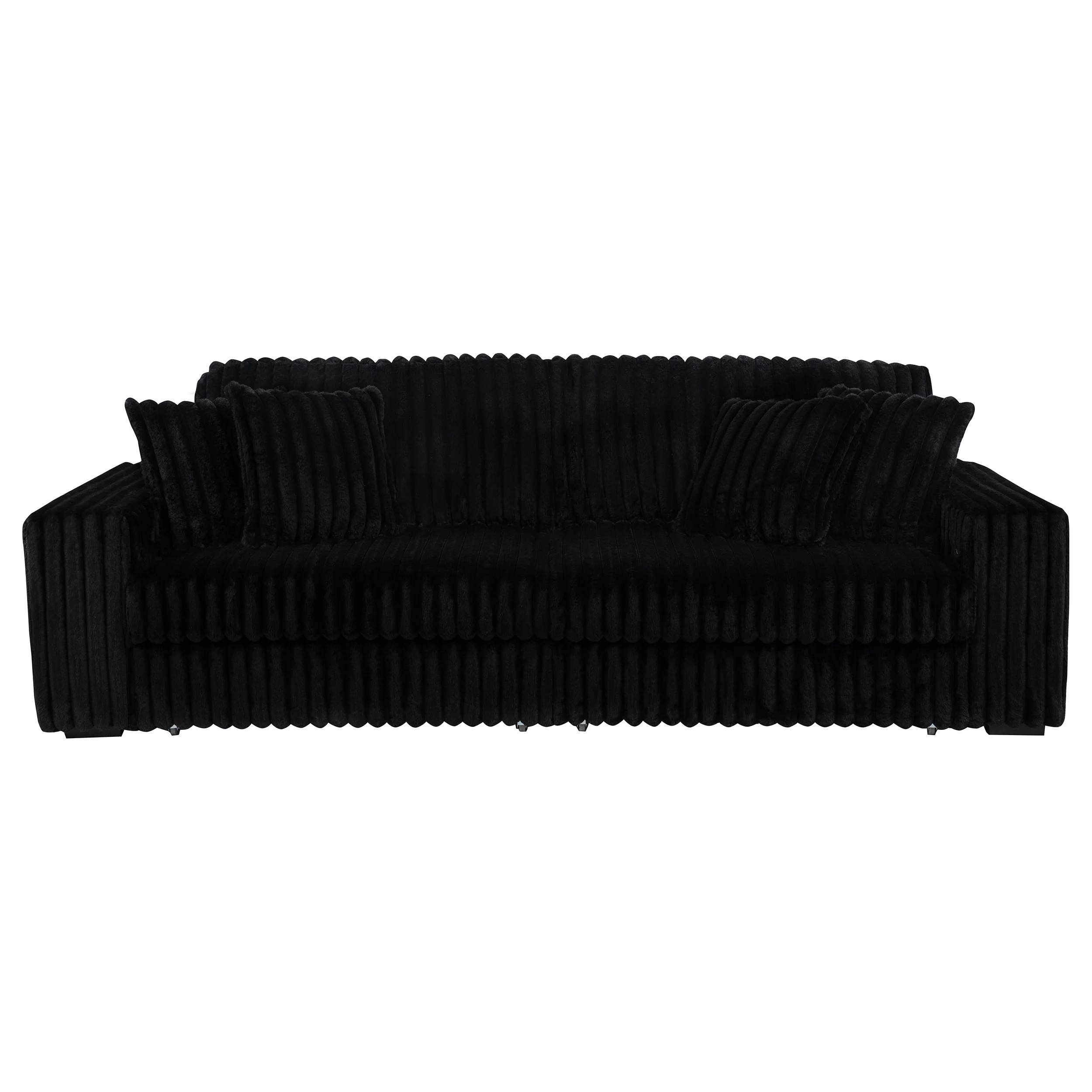 Jacana Black Corduroy Upholstered Dual Power Chaise Sofa - Image 5