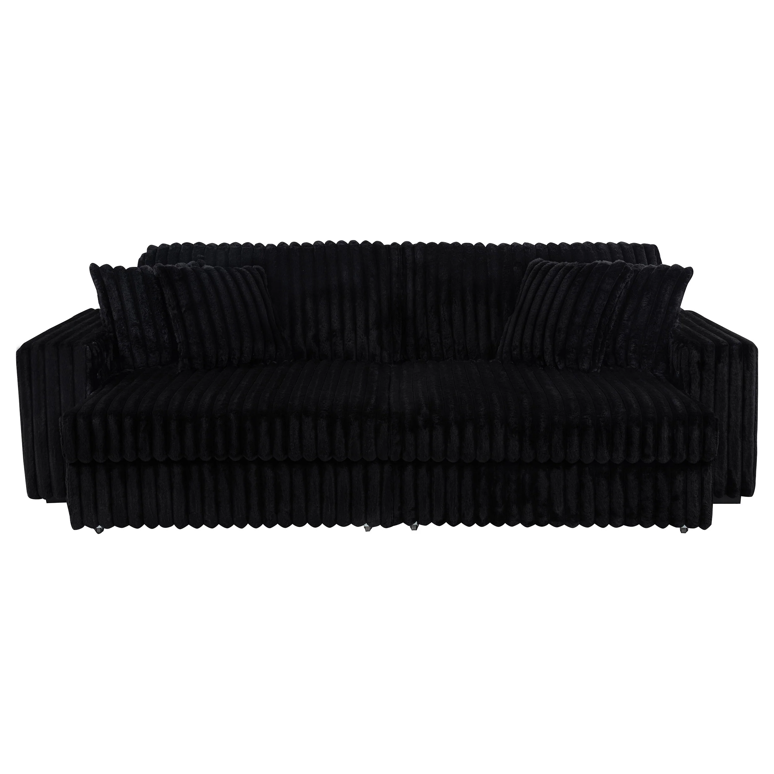 Jacana Black Corduroy Upholstered Dual Power Chaise Sofa - Image 6