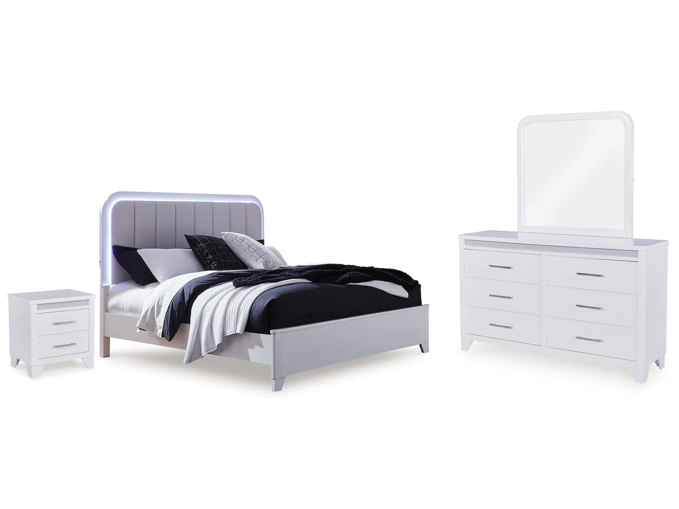 Jarlee White Queen Upholstered Panel Bed (Online Special Price)