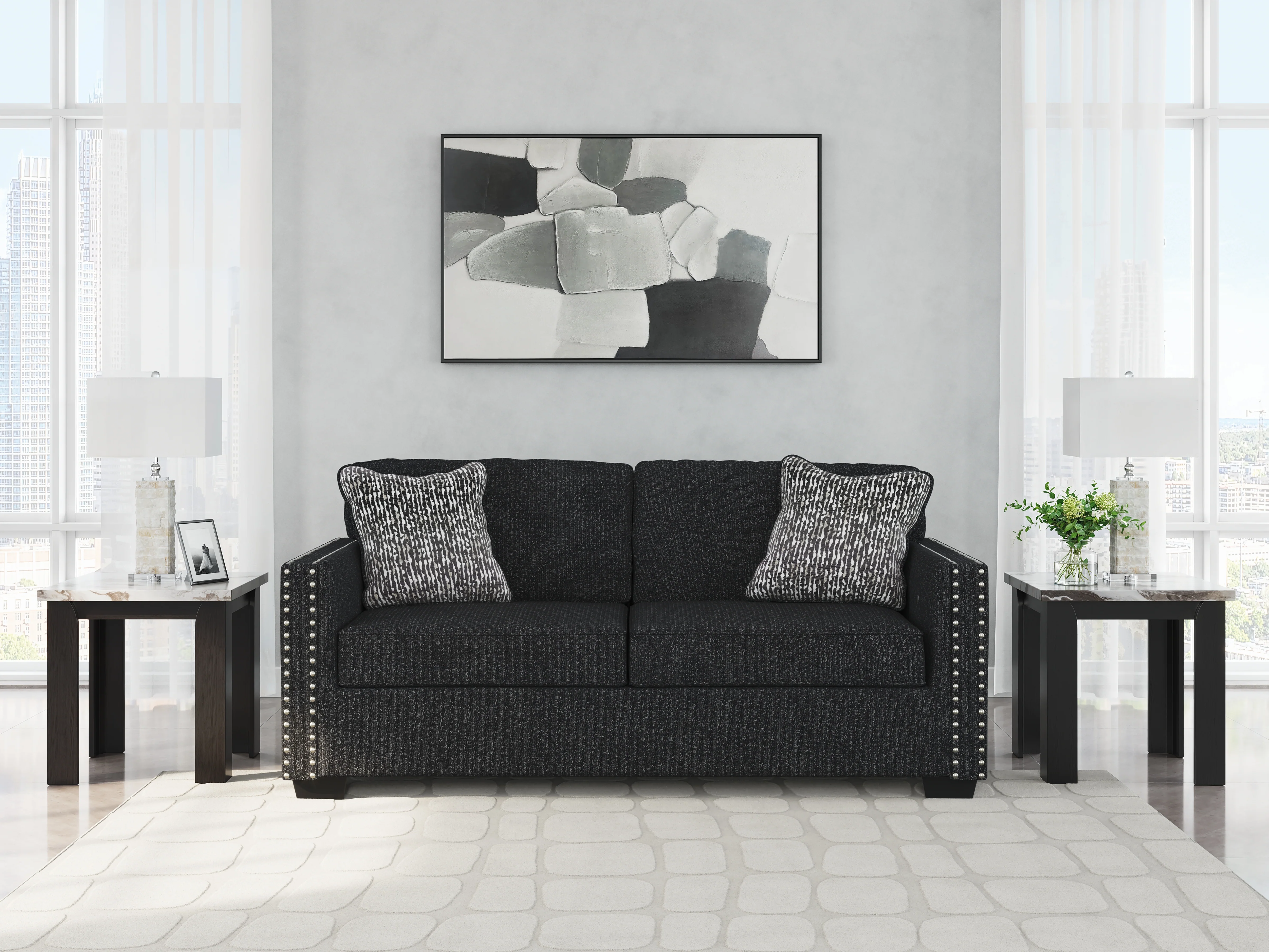Jasmine Peaks Coal Sofa and Loveseat - Image 16