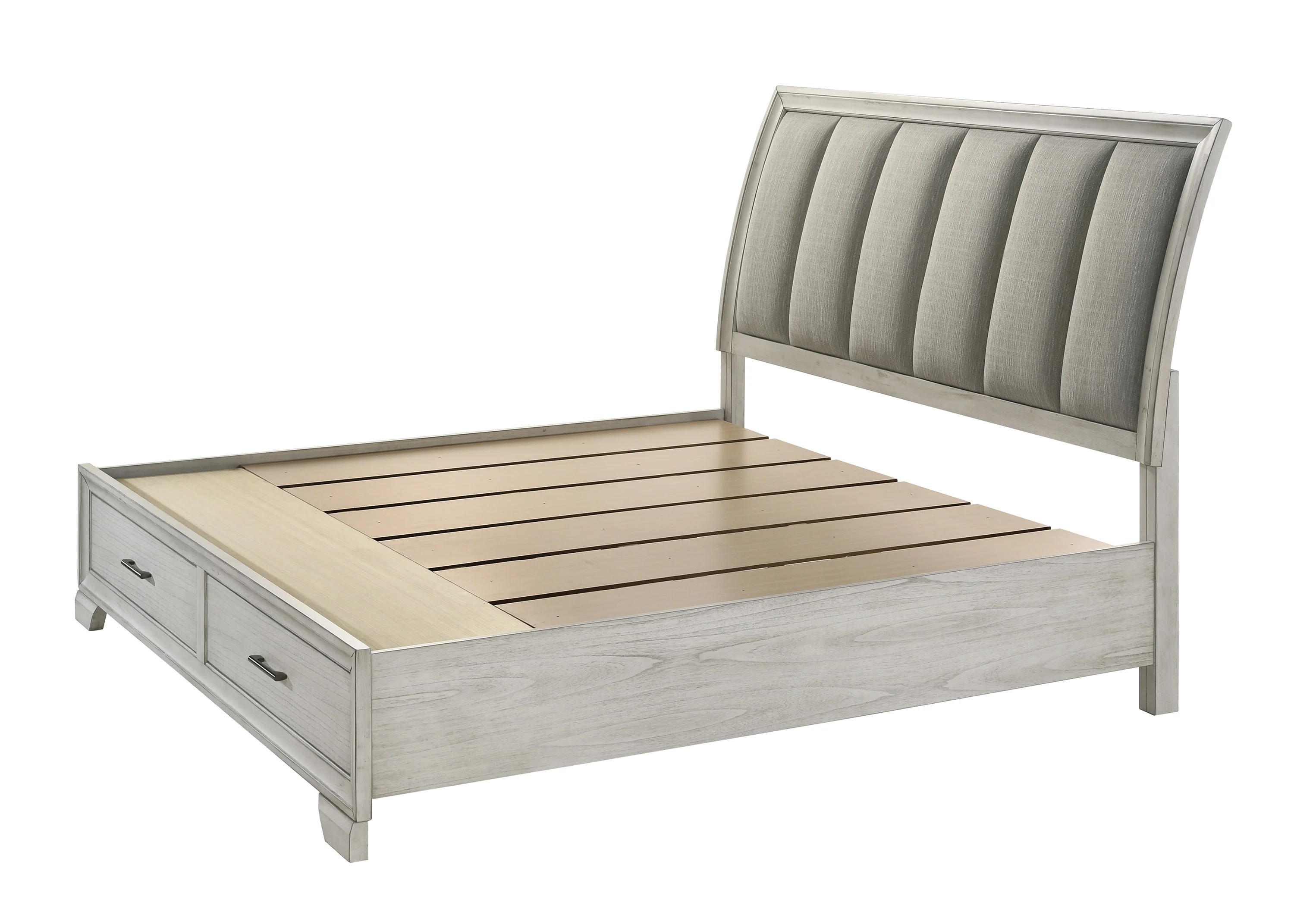 Jaymes White Mist Queen Sleigh Storage Platform Bed - Image 2