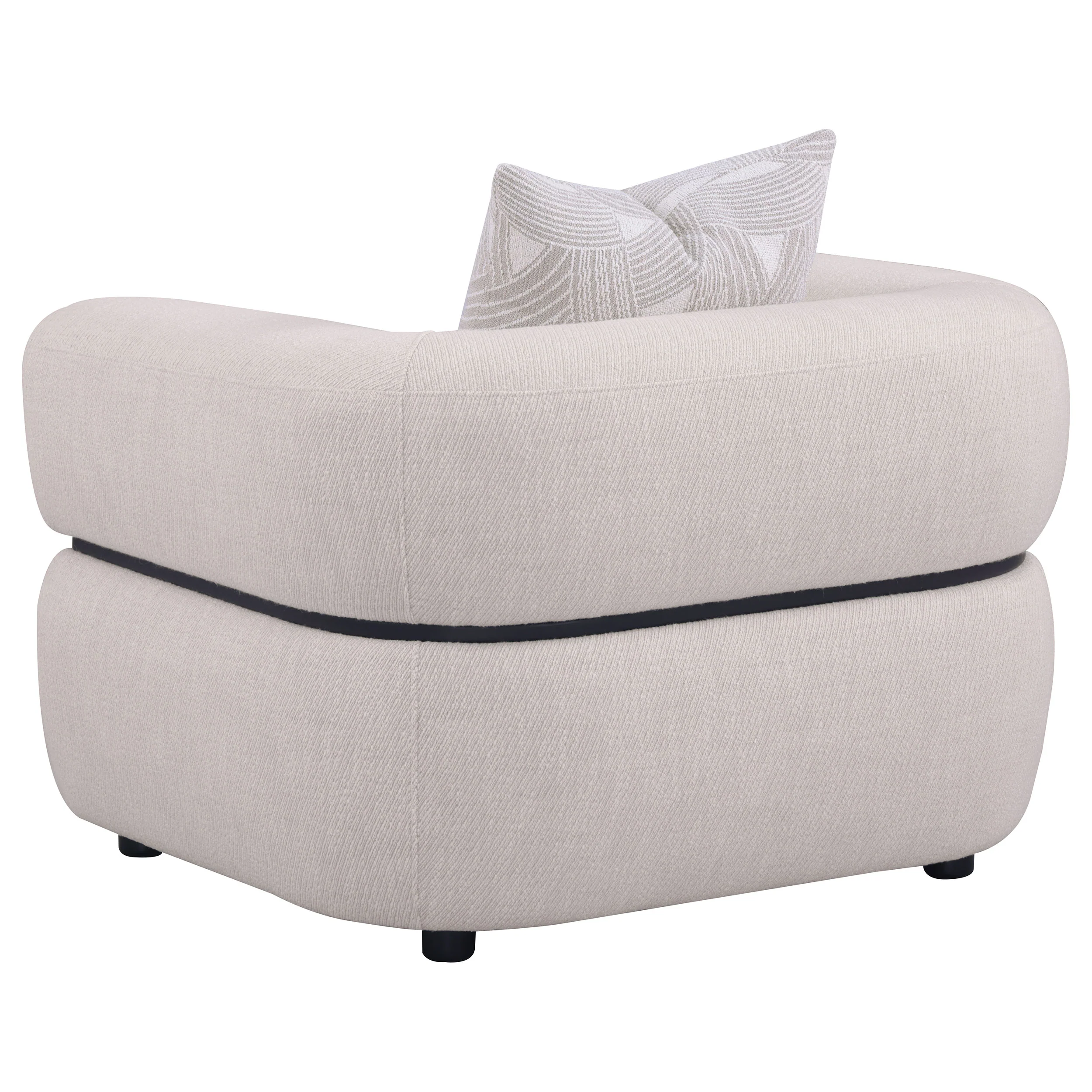 Jeanette Beige Fabric Upholstered Round Arm Accent Chair - Image 5