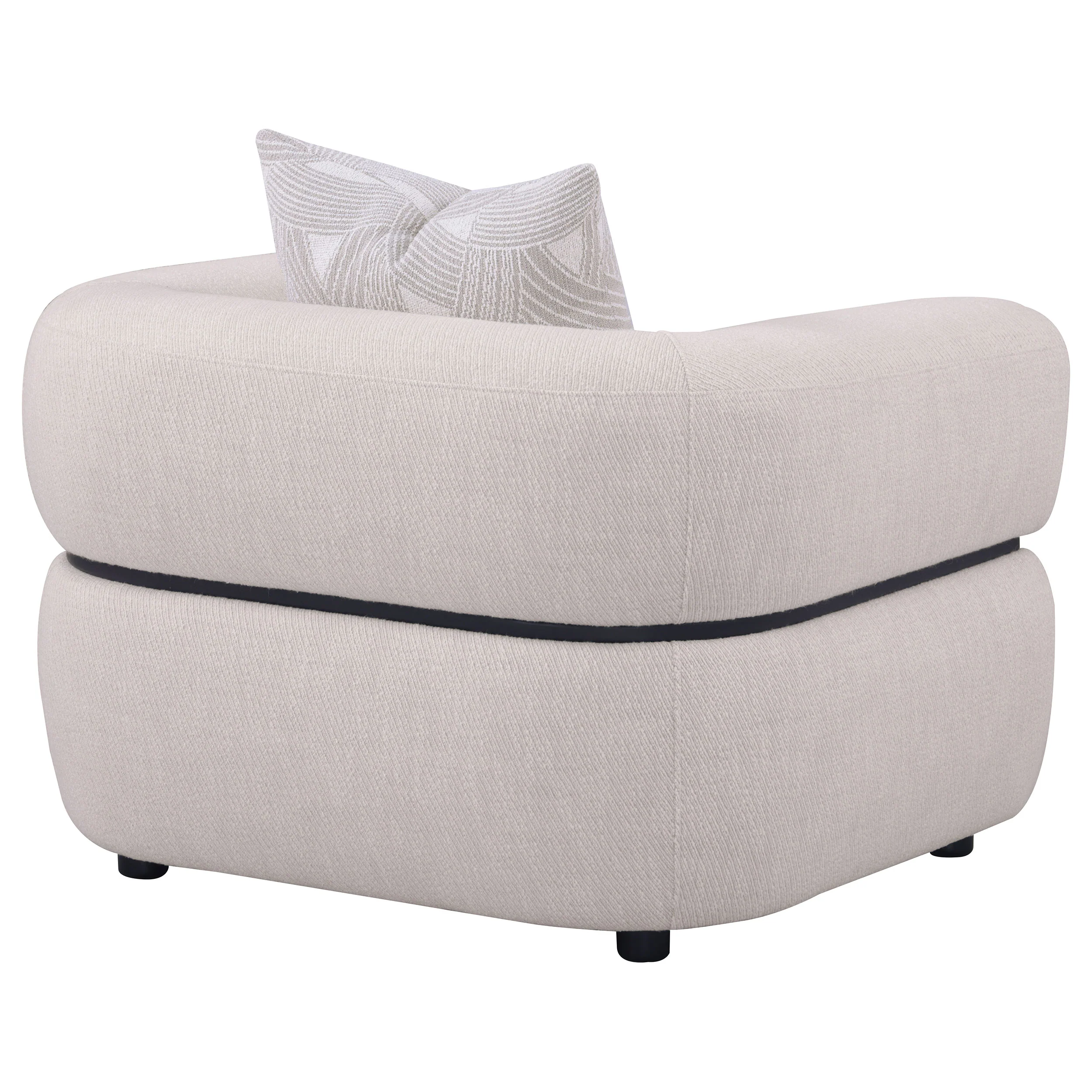 Jeanette Beige Fabric Upholstered Round Arm Accent Chair - Image 6