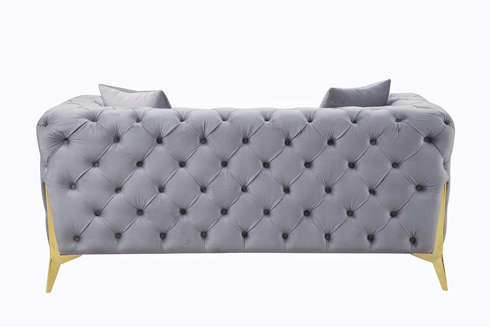 Jelanea Gray Velvet Stationary Loveseat - Image 4
