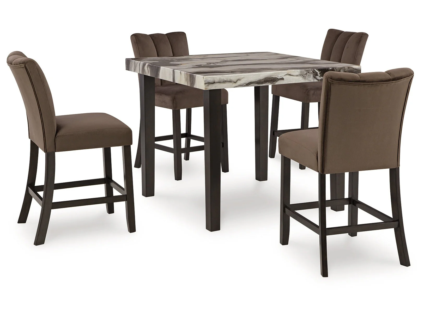Jeshina Dark Brown/Beige/Mocha Counter Height Dining Table and 4 Barstools (Online Special Price)