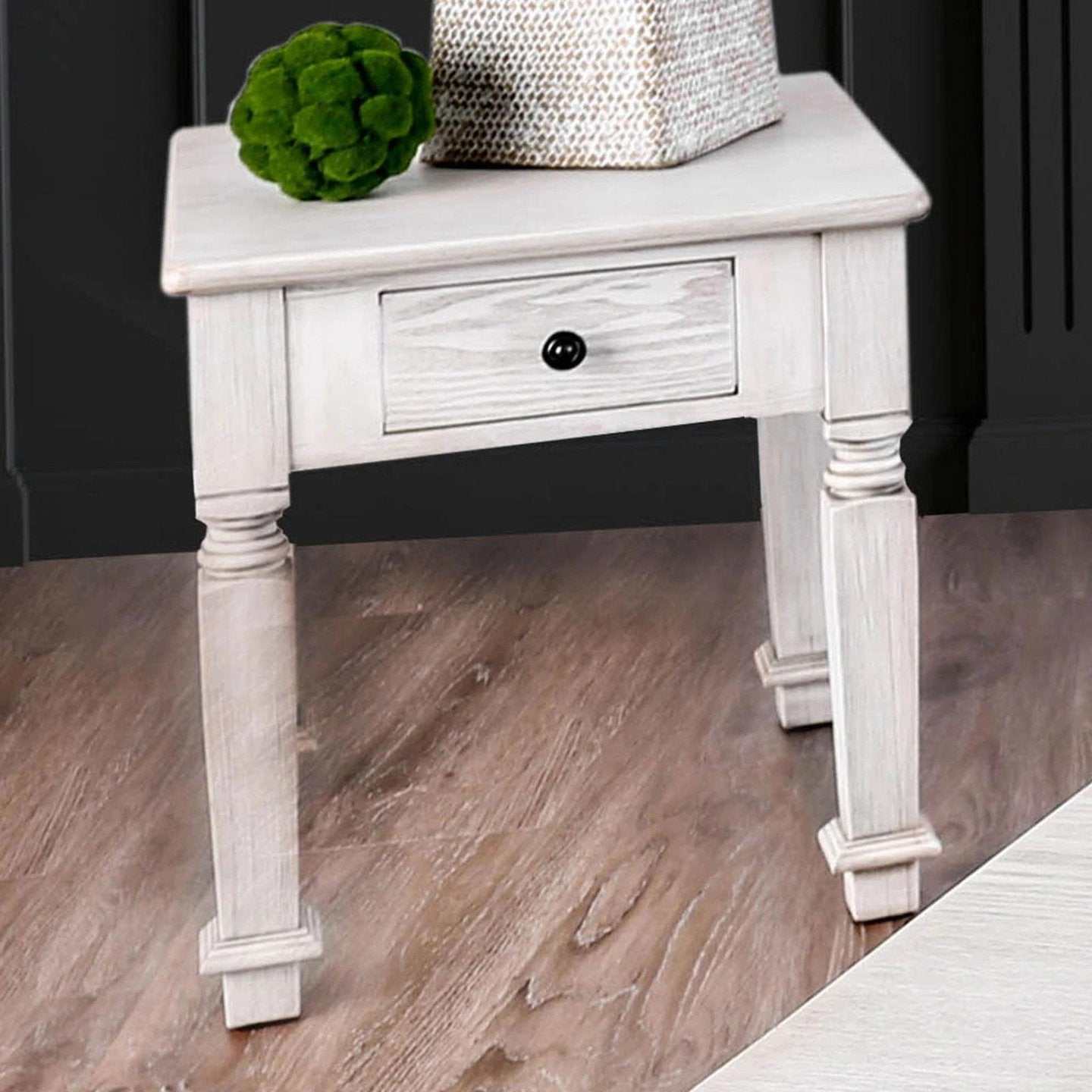Joliet Antique White End Table - Image 2