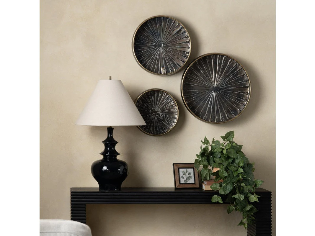 Jordan Bronze 3 Piece Round Metal Trays
