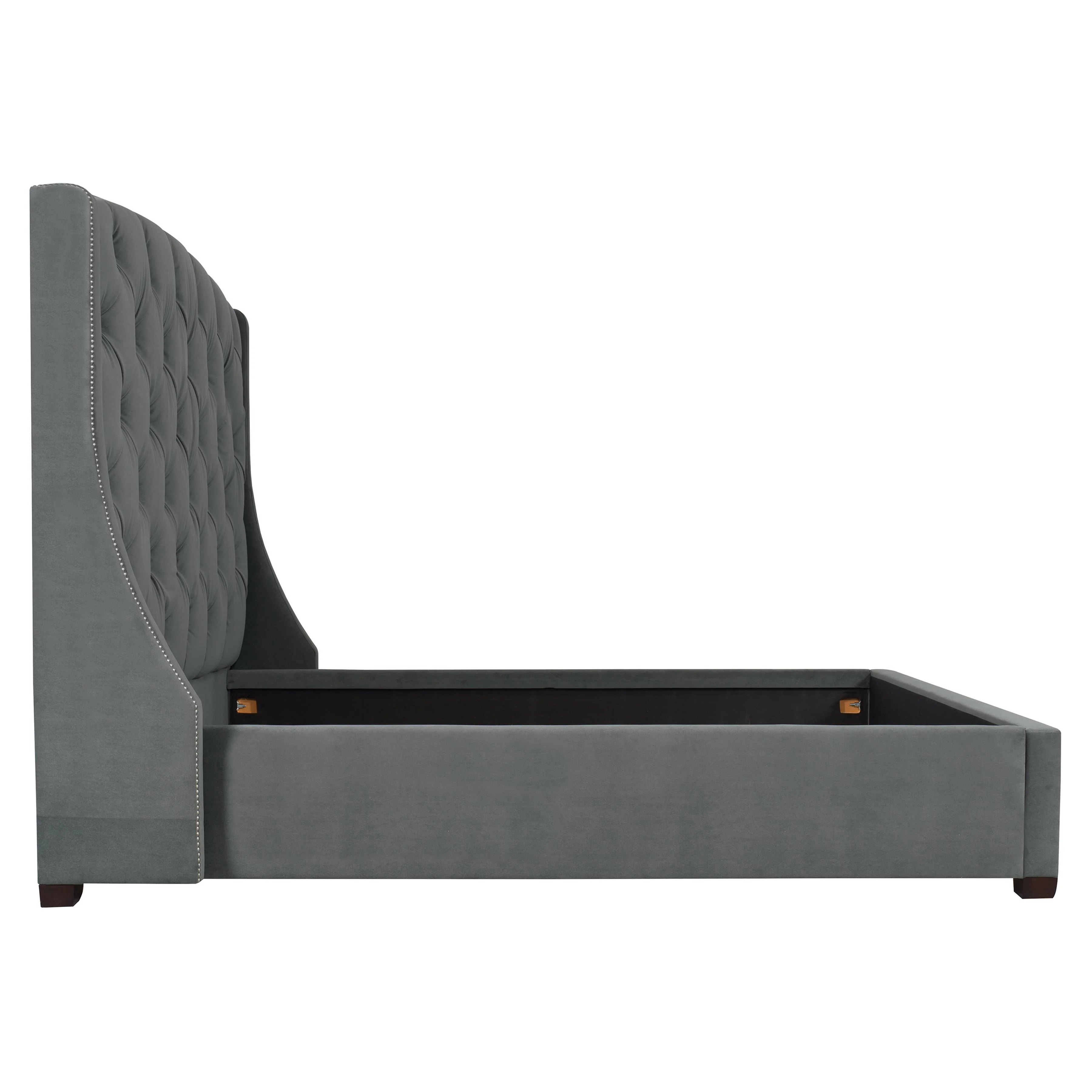 Jordan Grey Fabric Shelter California King Bed – Tall Headboard - Image 5