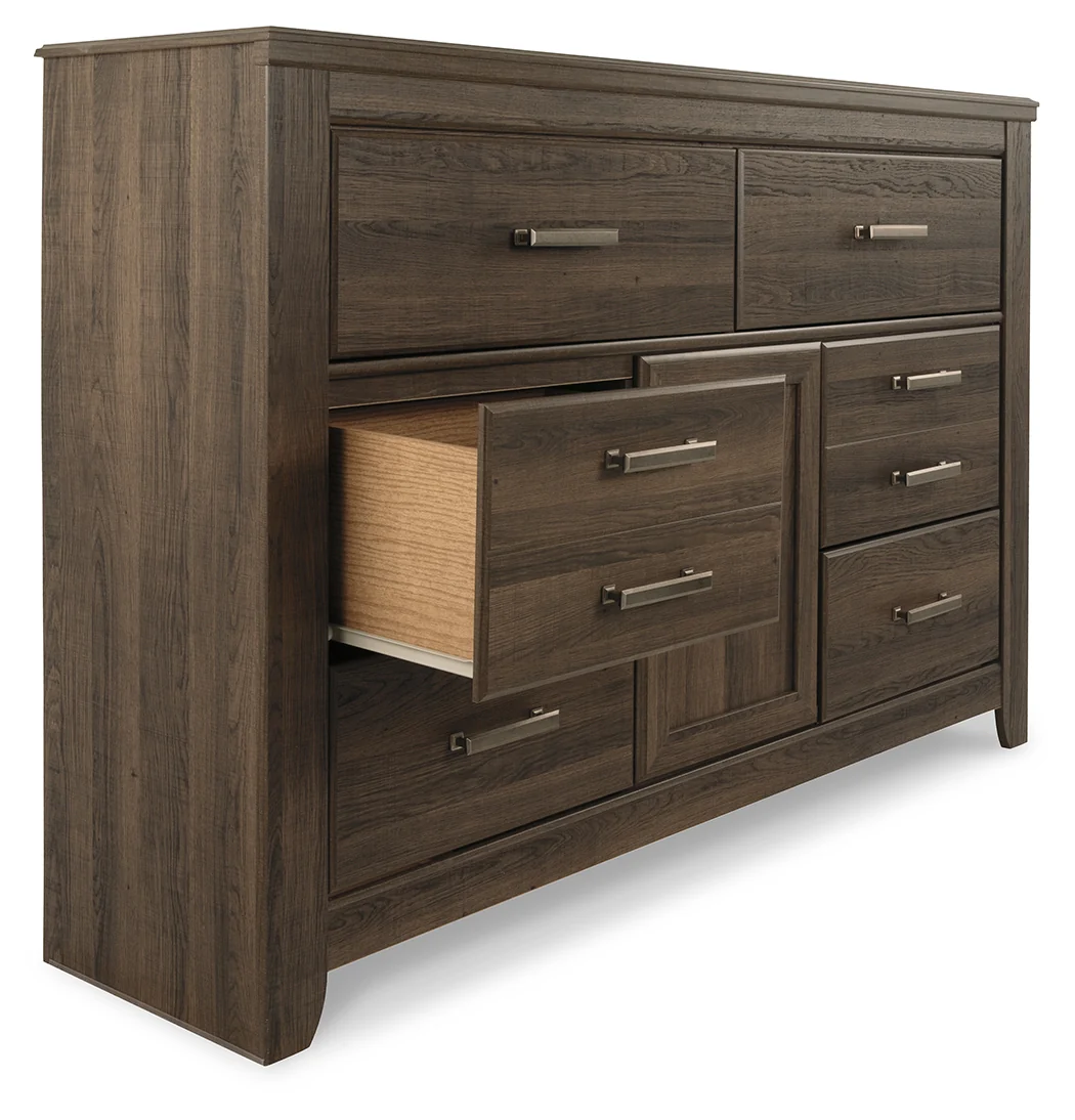 Juararo Dark Brown California King Panel Bedroom Set with Dresser, Chest and Nightstand - Image 4