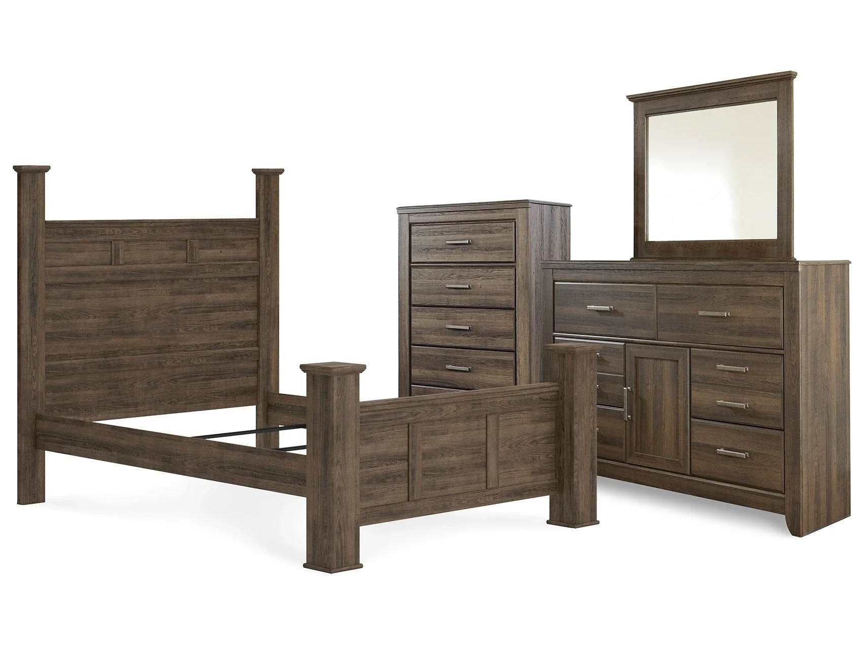 Juararo Queen Poster Bed, Dresser and Mirror (Online Special Price)