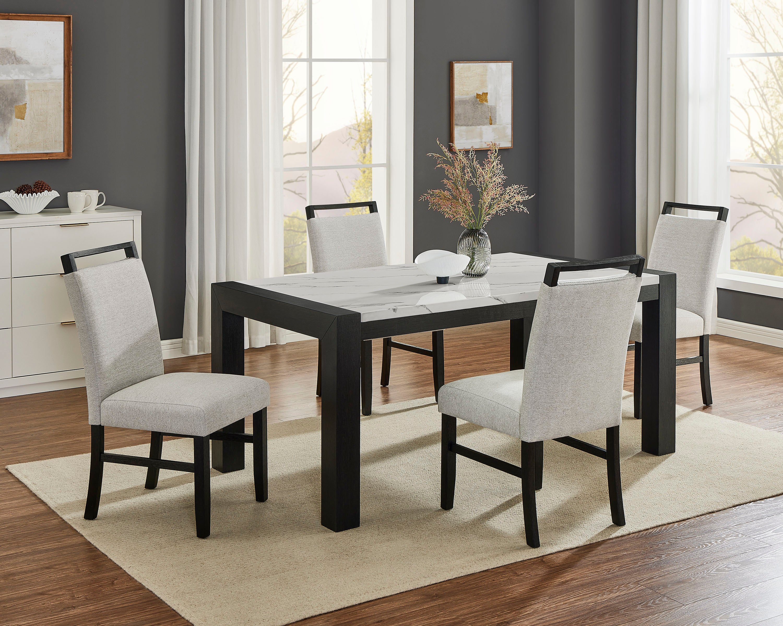 Jules Gray/Black Faux Marble Top Dining Set - Image 3