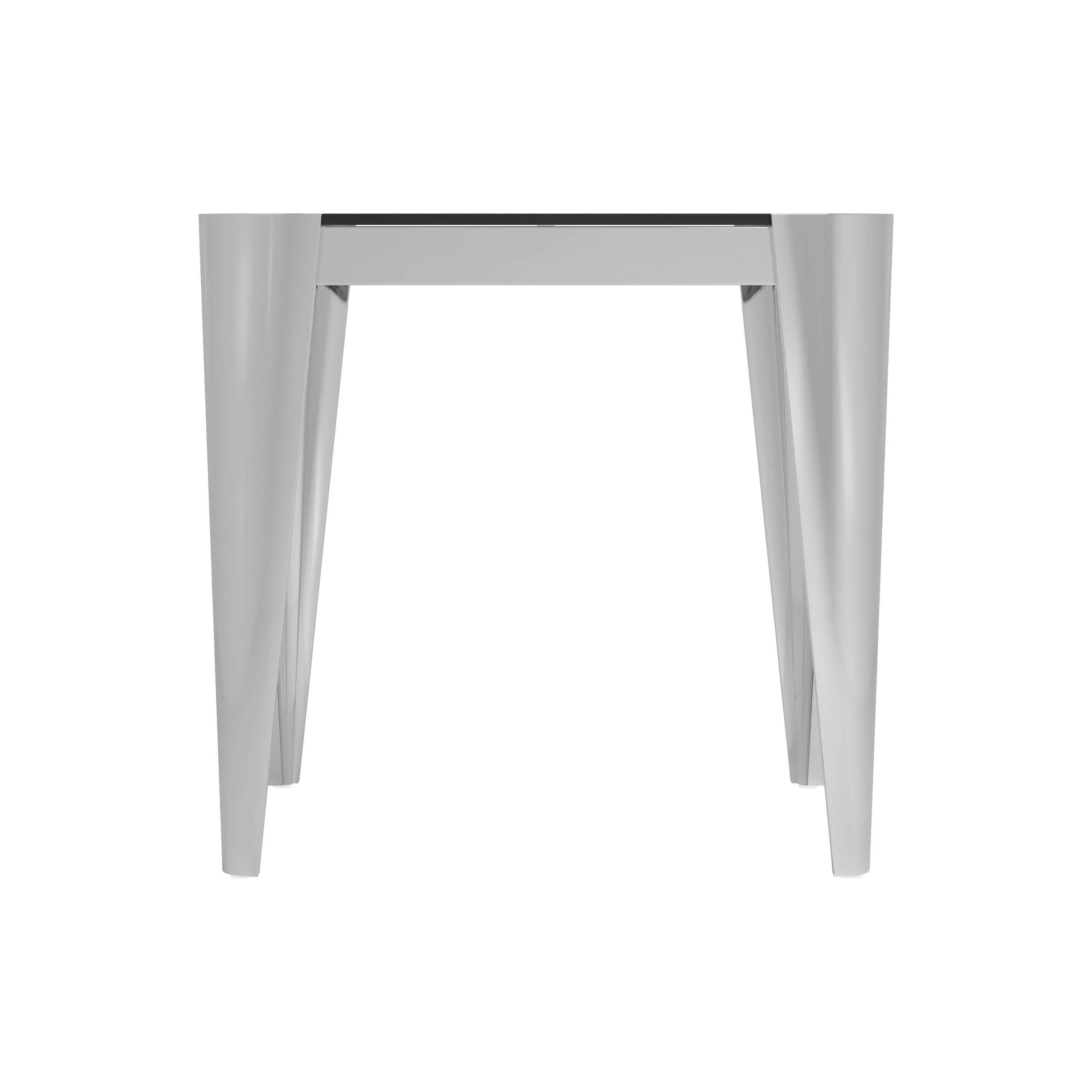 Kaleem Silver & Grey Glass Top End Table - Image 3