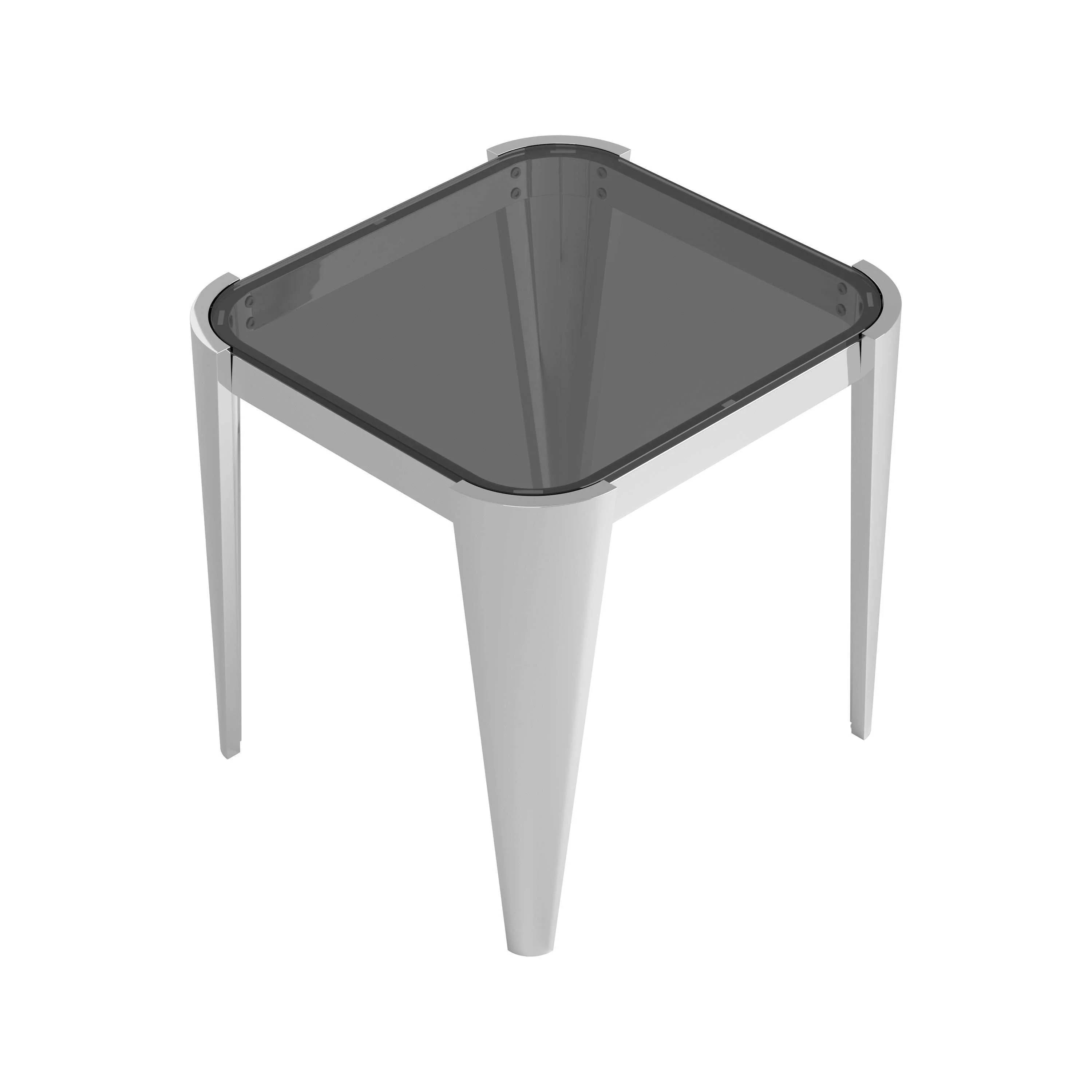Kaleem Silver & Grey Glass Top End Table - Image 4
