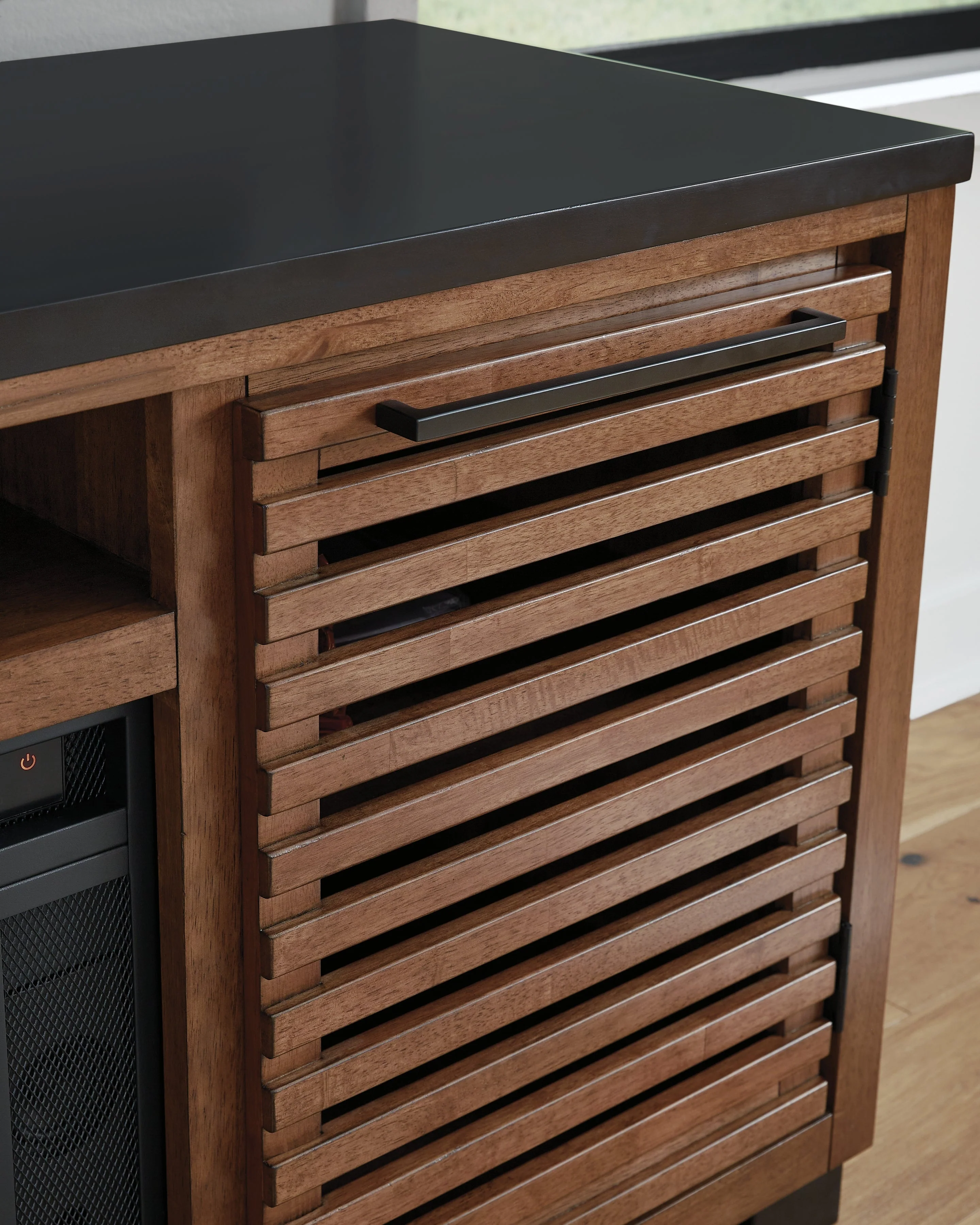 Kallari Warm Brown/Black 84" TV Stand with Electric Fireplace (Online Special Price) - Image 5