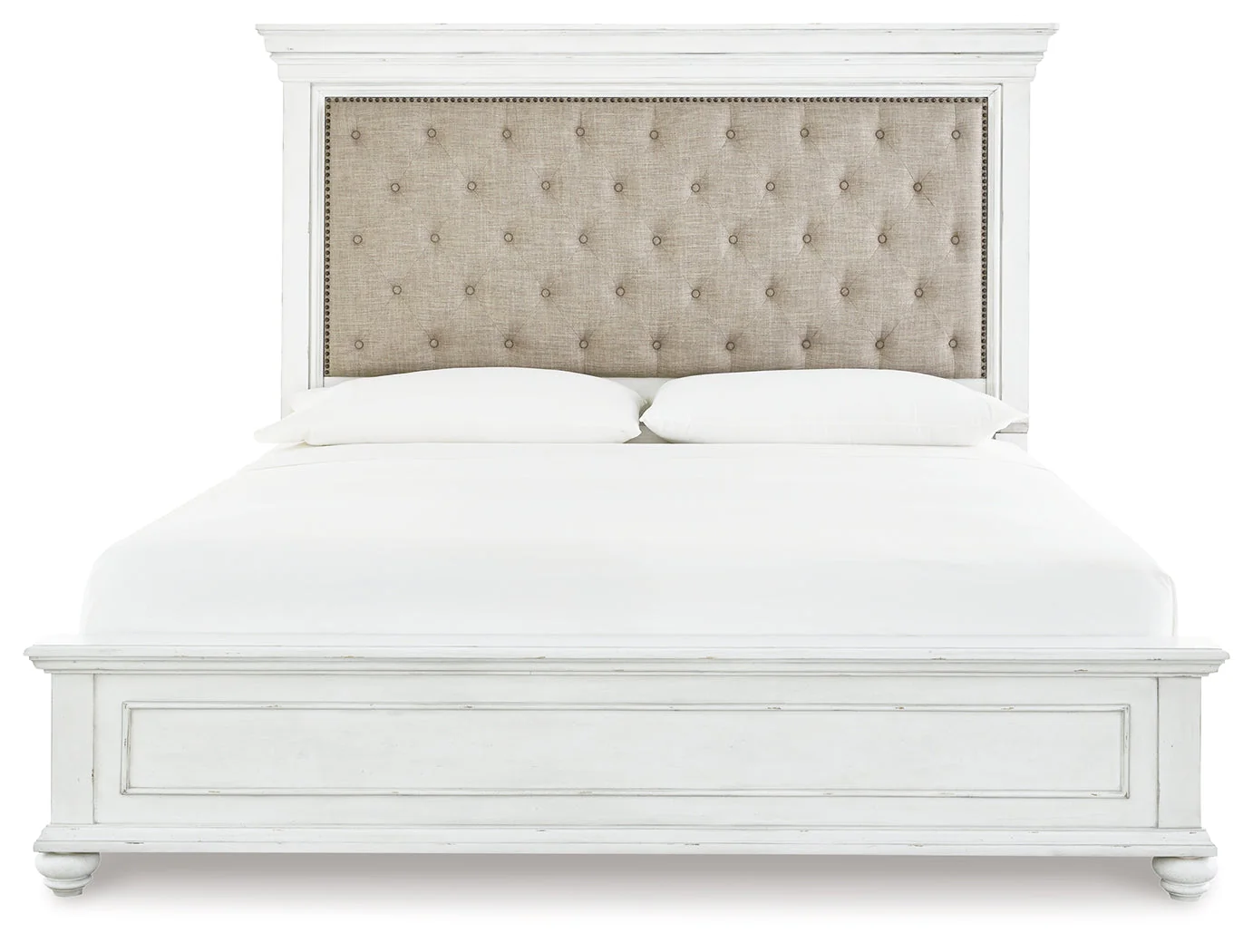 Kanwyn Whitewash King Panel Bedroom Set with Dresser, Mirror and 2 Nightstands (Online Special Price) - Image 2