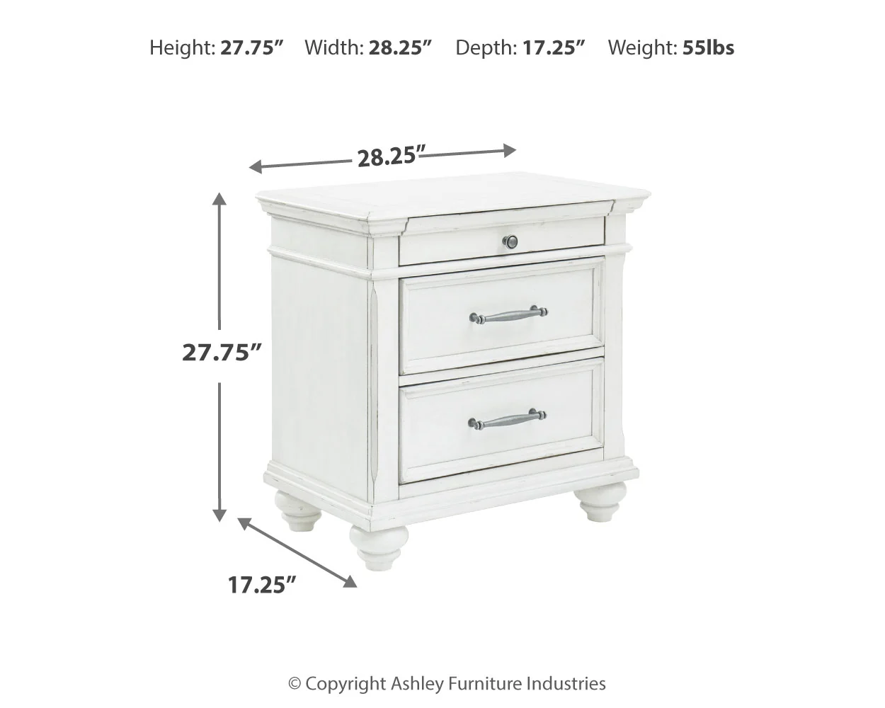 Kanwyn Whitewash King Panel Bedroom Set with Dresser, Mirror and 2 Nightstands - Image 11