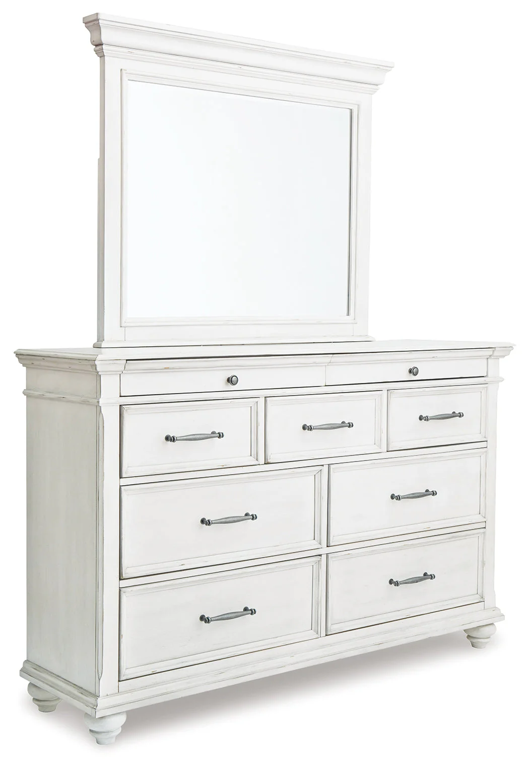 Kanwyn Whitewash King Panel Bedroom Set with Dresser, Mirror, Chest and 2 Nightstands (Online Special Price) - Image 3