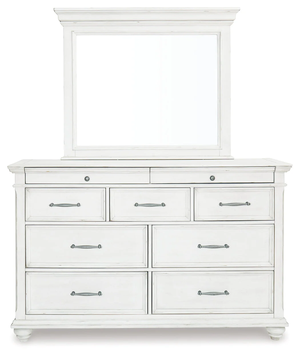 Kanwyn Whitewash King Panel Bedroom Set with Dresser, Mirror, Chest and 2 Nightstands (Online Special Price) - Image 4