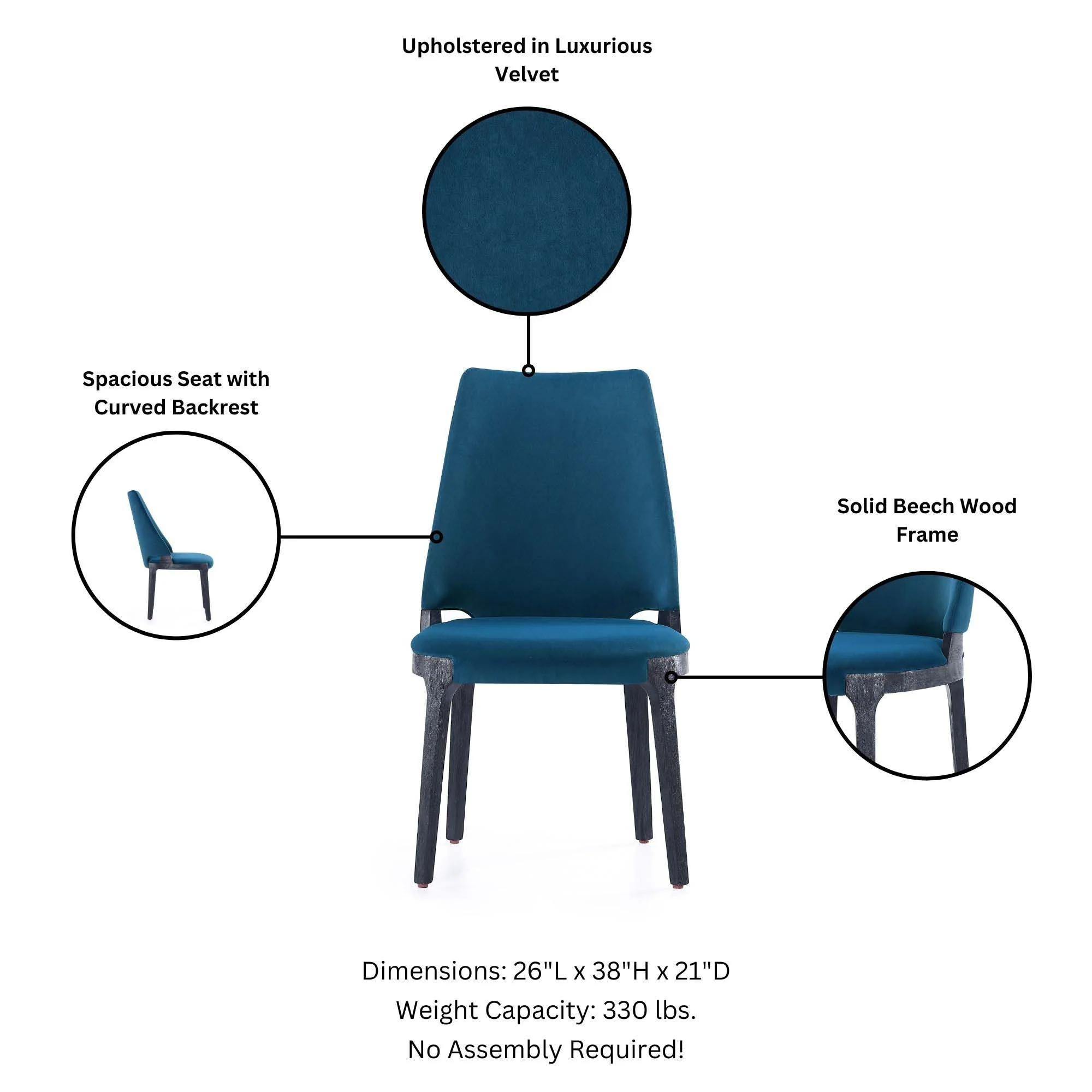 Kara Dining Side Chair in Blue (set of 2) - Image 4