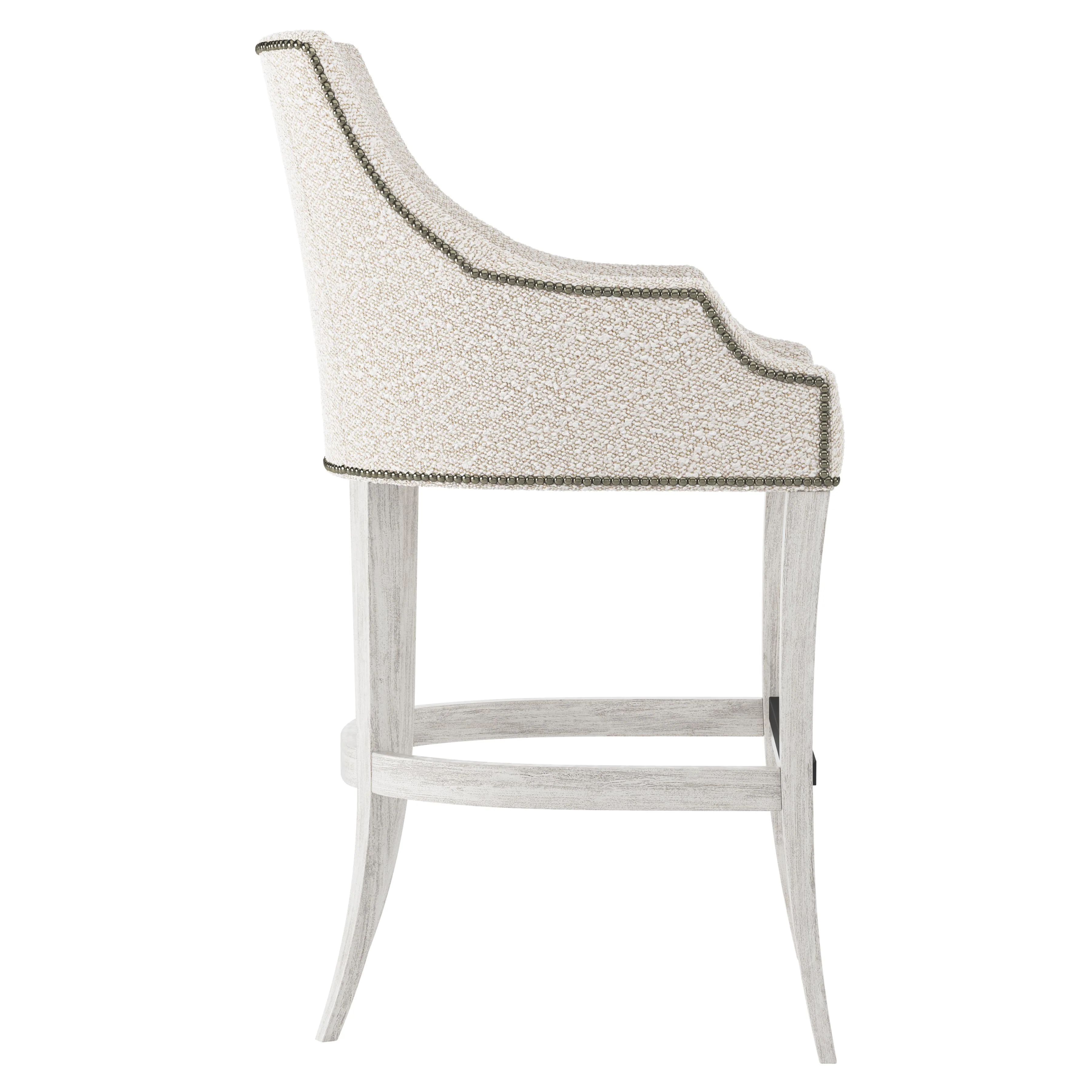 Keeley Glacier White/White/Cream Fabric Bar Stool - Image 2