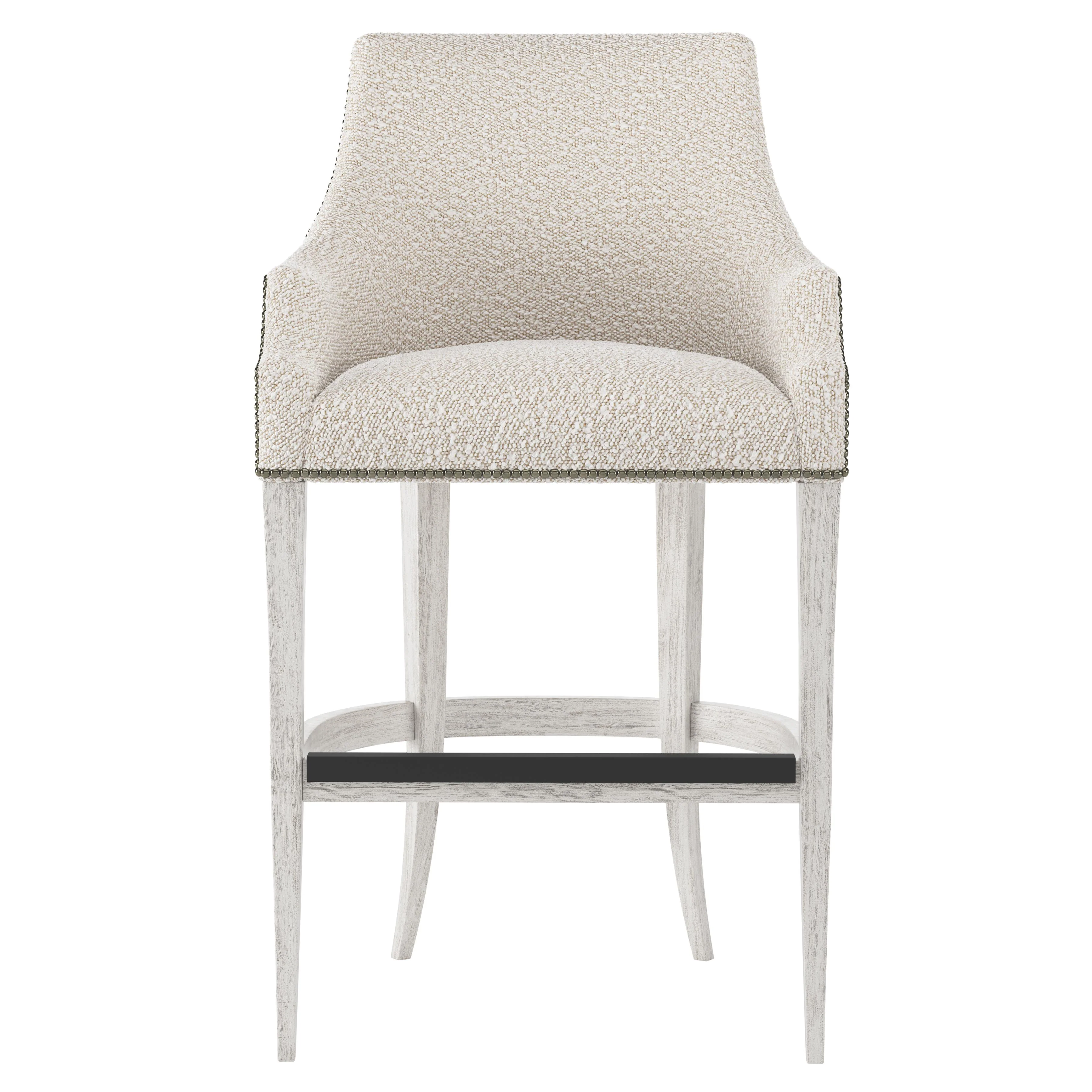 Keeley Glacier White/White/Cream Fabric Bar Stool - Image 3