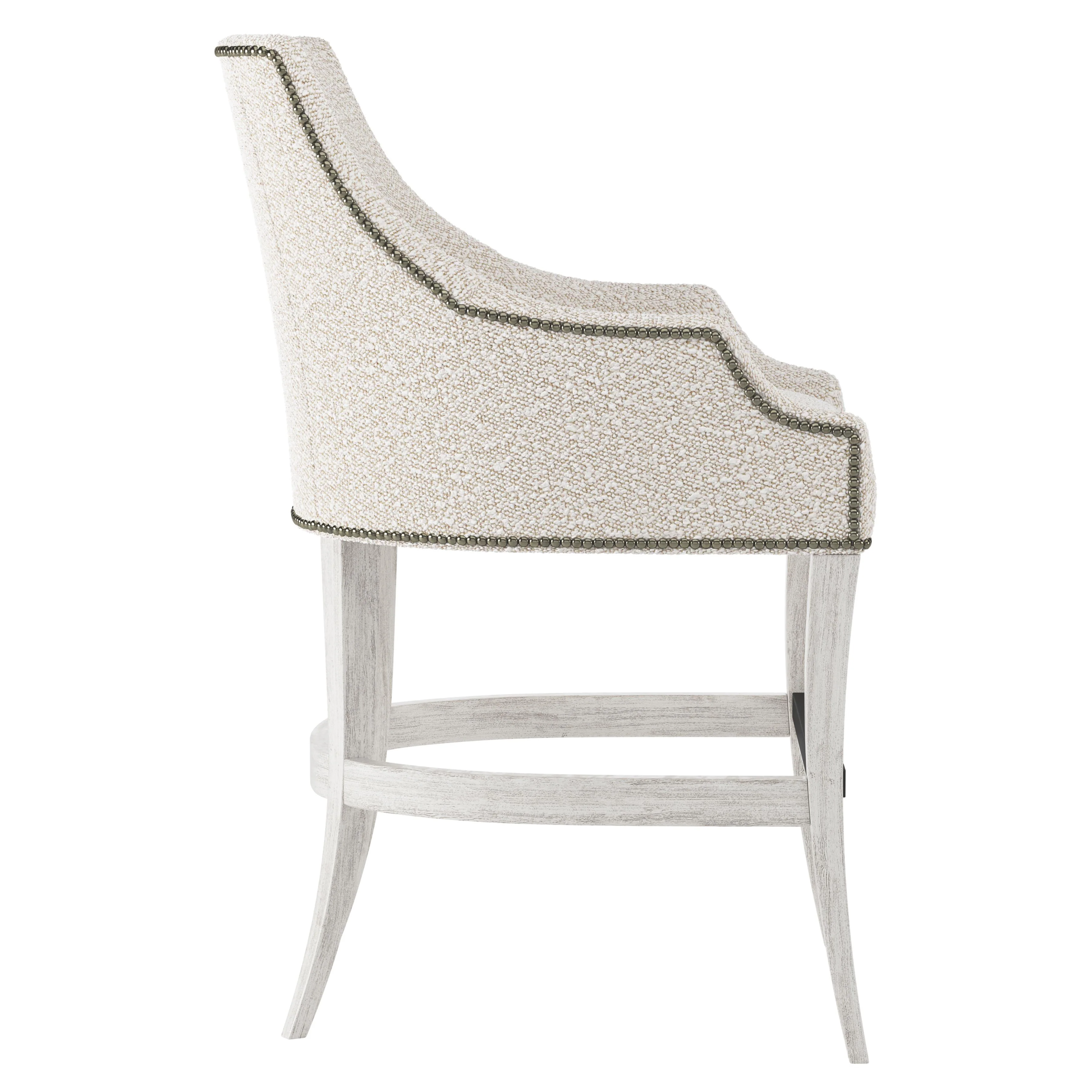 Keeley Glacier White/White/Cream Fabric Counter Stool - Image 2