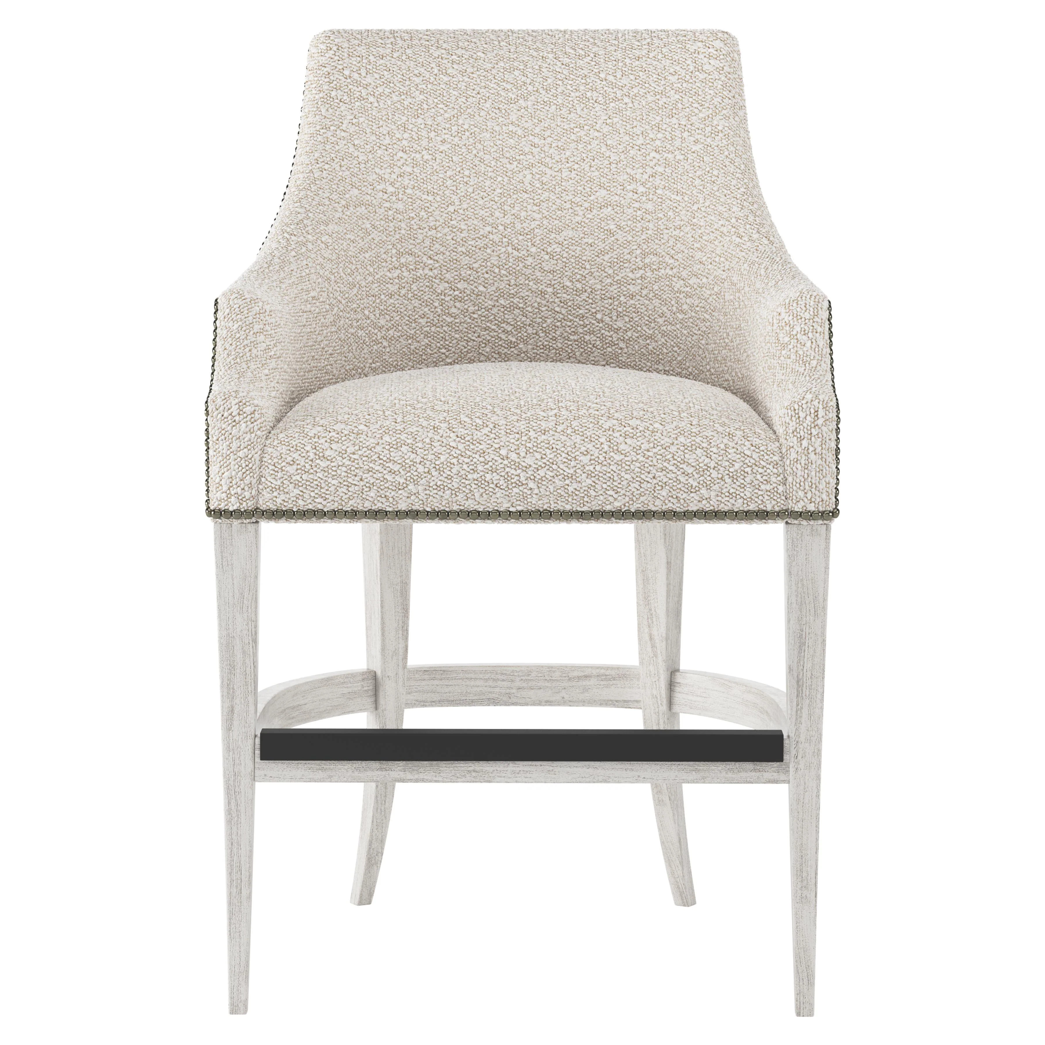 Keeley Glacier White/White/Cream Fabric Counter Stool - Image 3