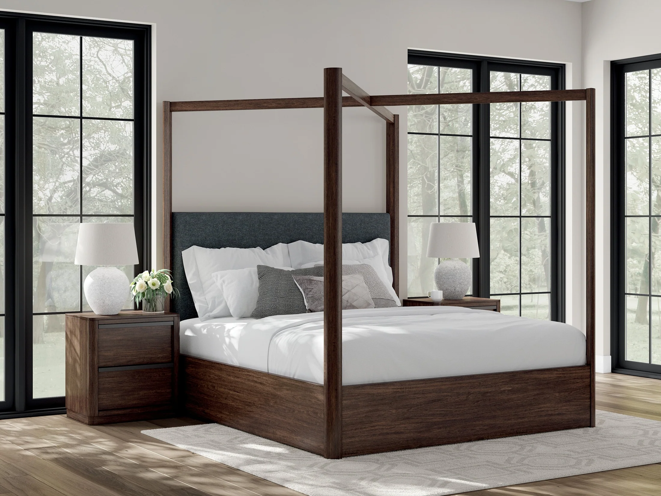 Kendamor Dark Brown California King Canopy Bed