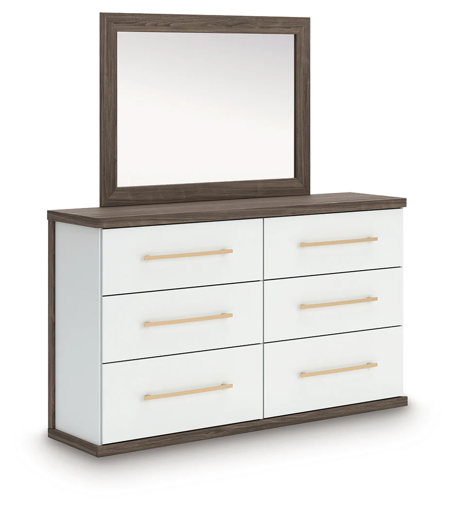 Kendanport Brown/White King Platform Bed, Dresser, Mirror and Nightstand (Online Special Price) - Image 3