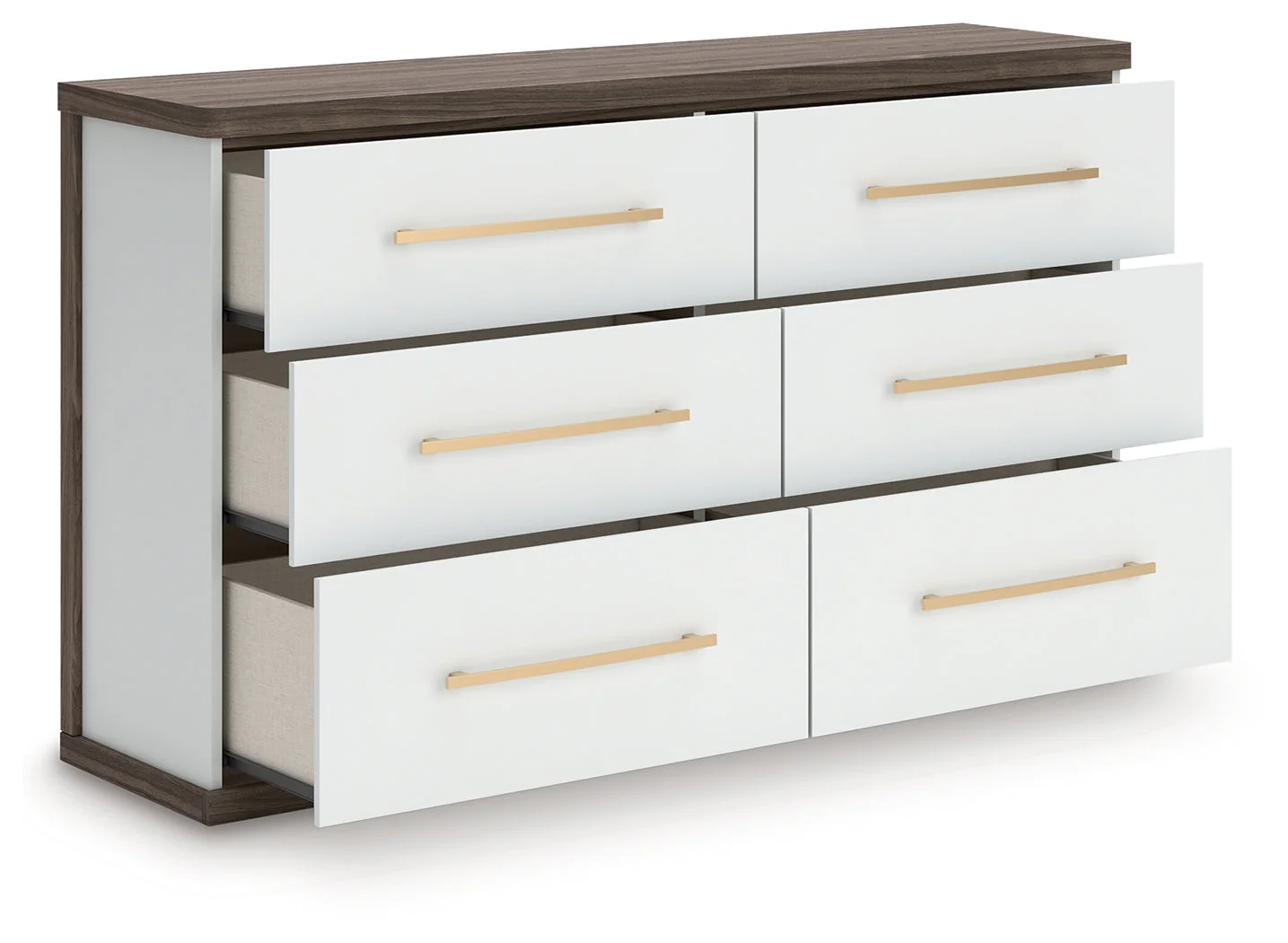 Kendanport White/Brown King Upholstered Bed, Dresser and Nightstand (Online Special Price) - Image 4