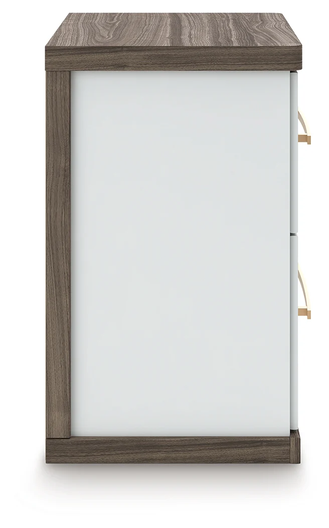 Kendanport White/Brown Queen Upholstered Bed, Dresser, Mirror and Nightstand - Image 22