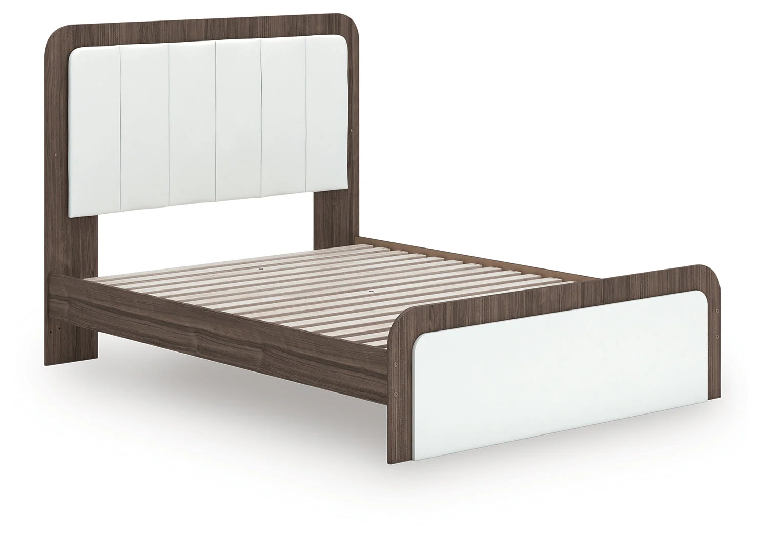 Kendanport White/Brown Queen Upholstered Bed, Dresser, Mirror and Nightstand (Online Special Price) - Image 12
