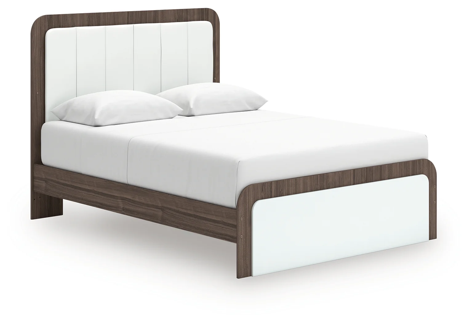 Kendanport White/Brown Queen Upholstered Bed - Image 3