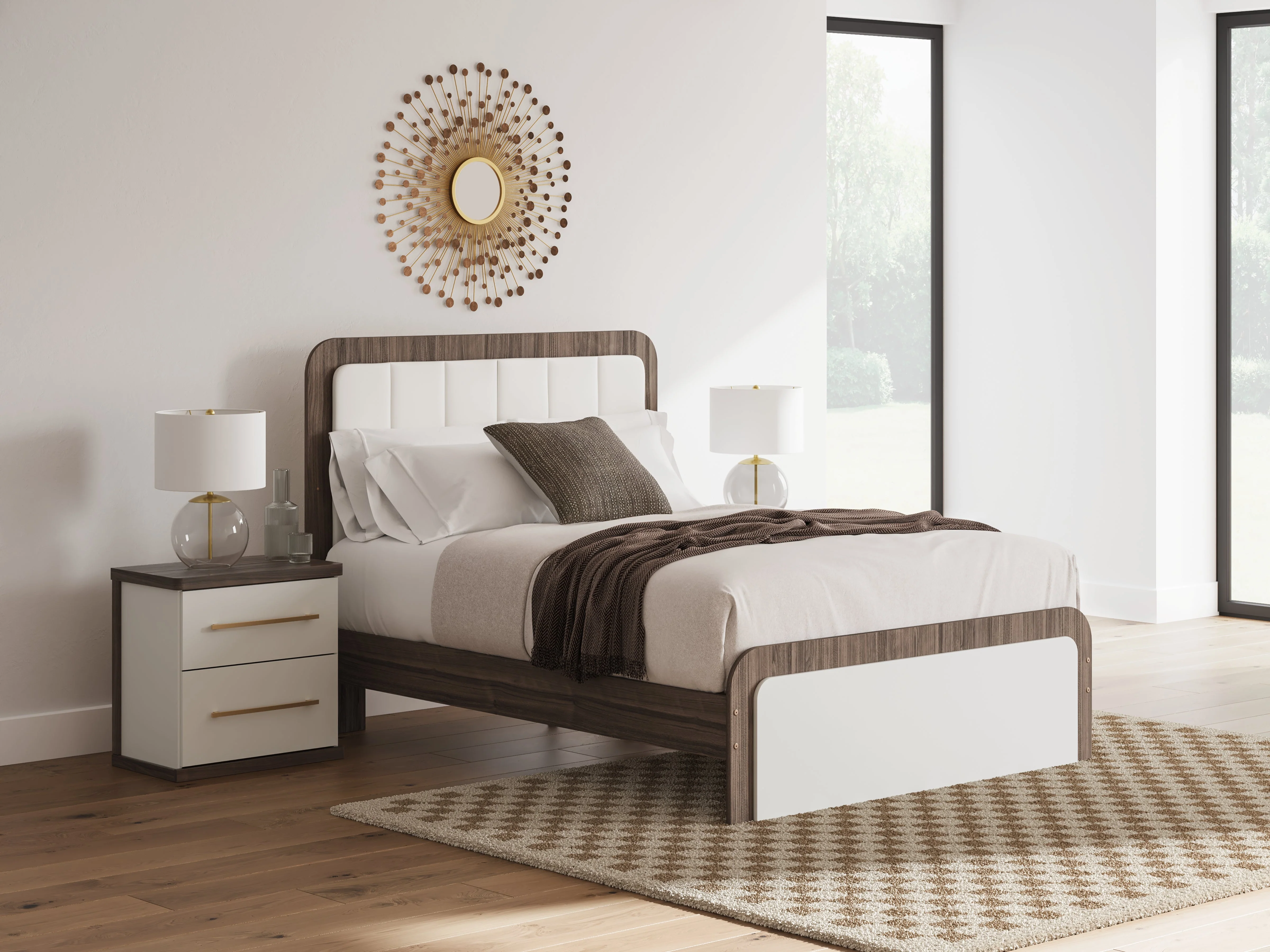 Kendanport White/Brown Queen Upholstered Bed (Online Special Price) - Image 2